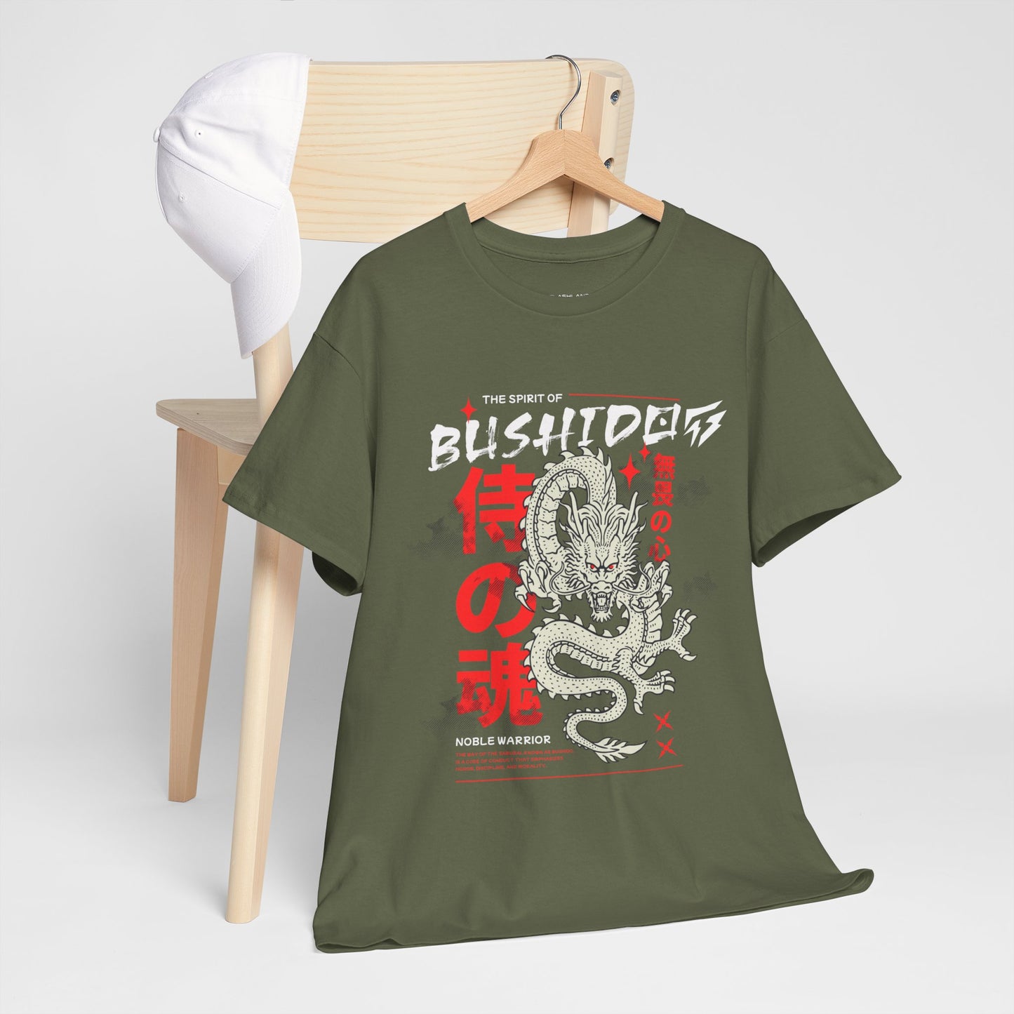 Dragon Gym Shirt The Spirit of Bushido T-Shirt Flashlander Cotton Unisex Charcoal Black Graphic Tee