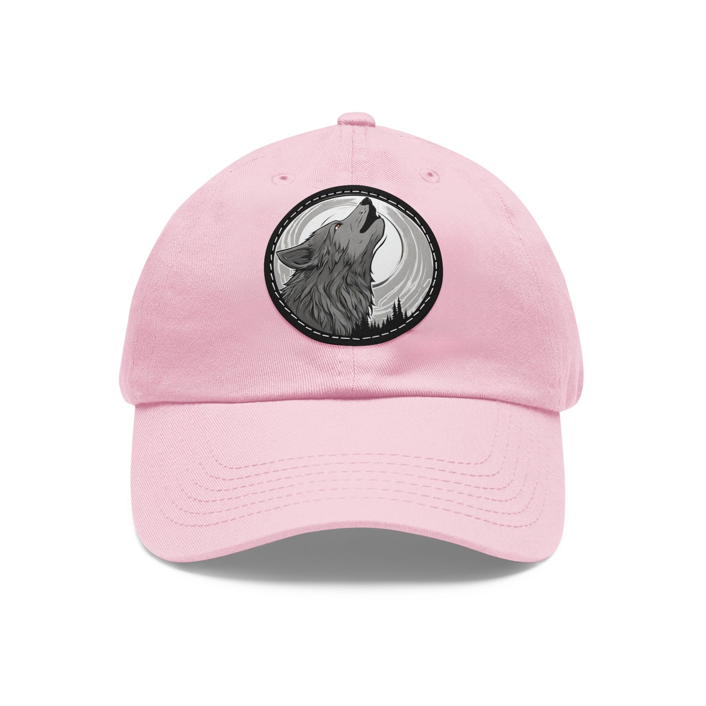 Wolf Howl with Full Moon Hat Wolf Hat Sportswear Cap Dad Hat with Patch (Round) Baseball Cap Wolf Cap Custom Hat Flashlander