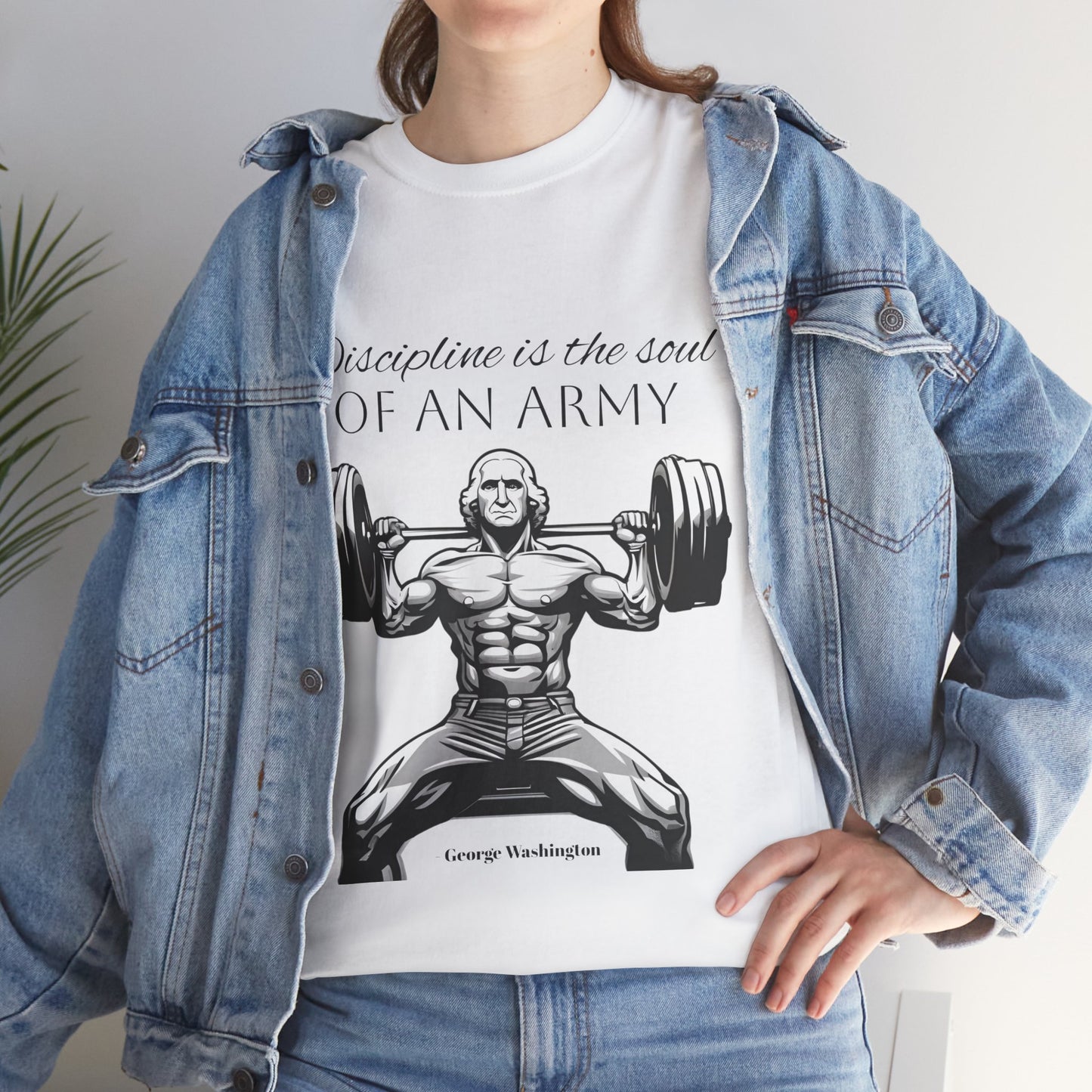 T-shirt de culturiste George Washington - Flashlander Disipline Is The Soul Of An Army Gym T-shirt en coton unisexe noir anthracite graphique