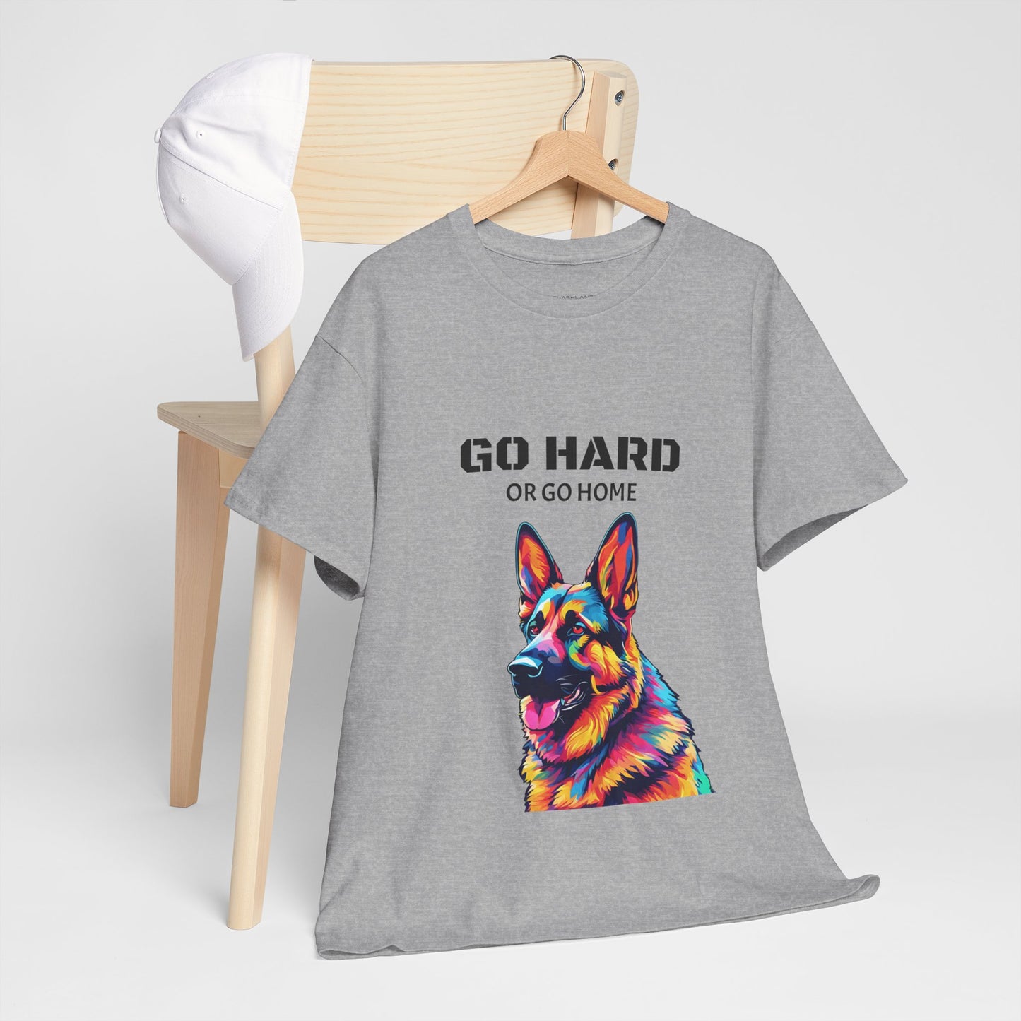 Camiseta de gimnasia Flashlander con diseño de perro pastor alemán Pop Art: "Ve a por todas o vete a casa"