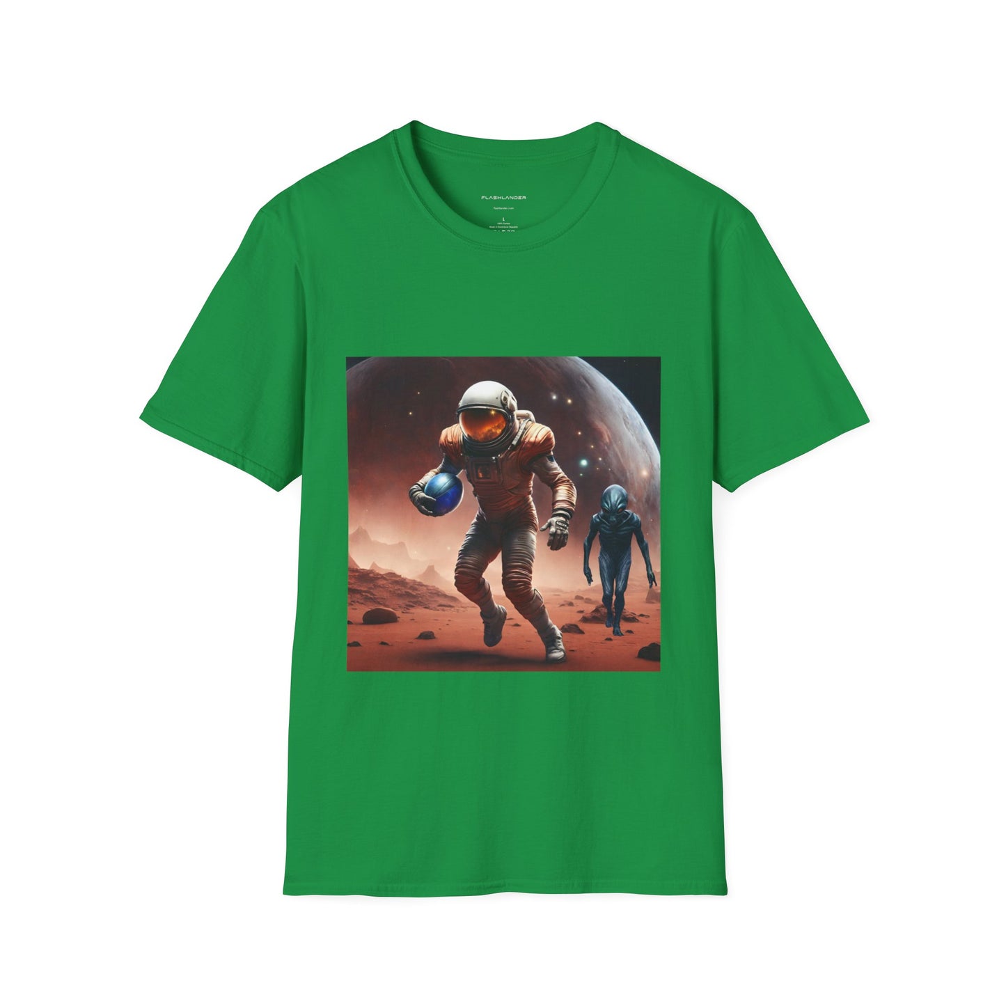 Astronaut and Alien Face Off in Football Gym Shirt Flashlander