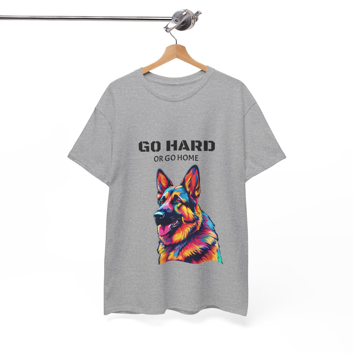 Camiseta de gimnasia Flashlander con diseño de perro pastor alemán Pop Art: "Ve a por todas o vete a casa"