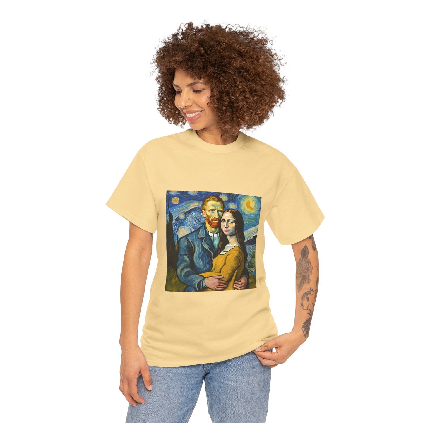 Funny Mona Lisa with Vincent Van Gogh Starry Night - Flashlander Gym Shirt