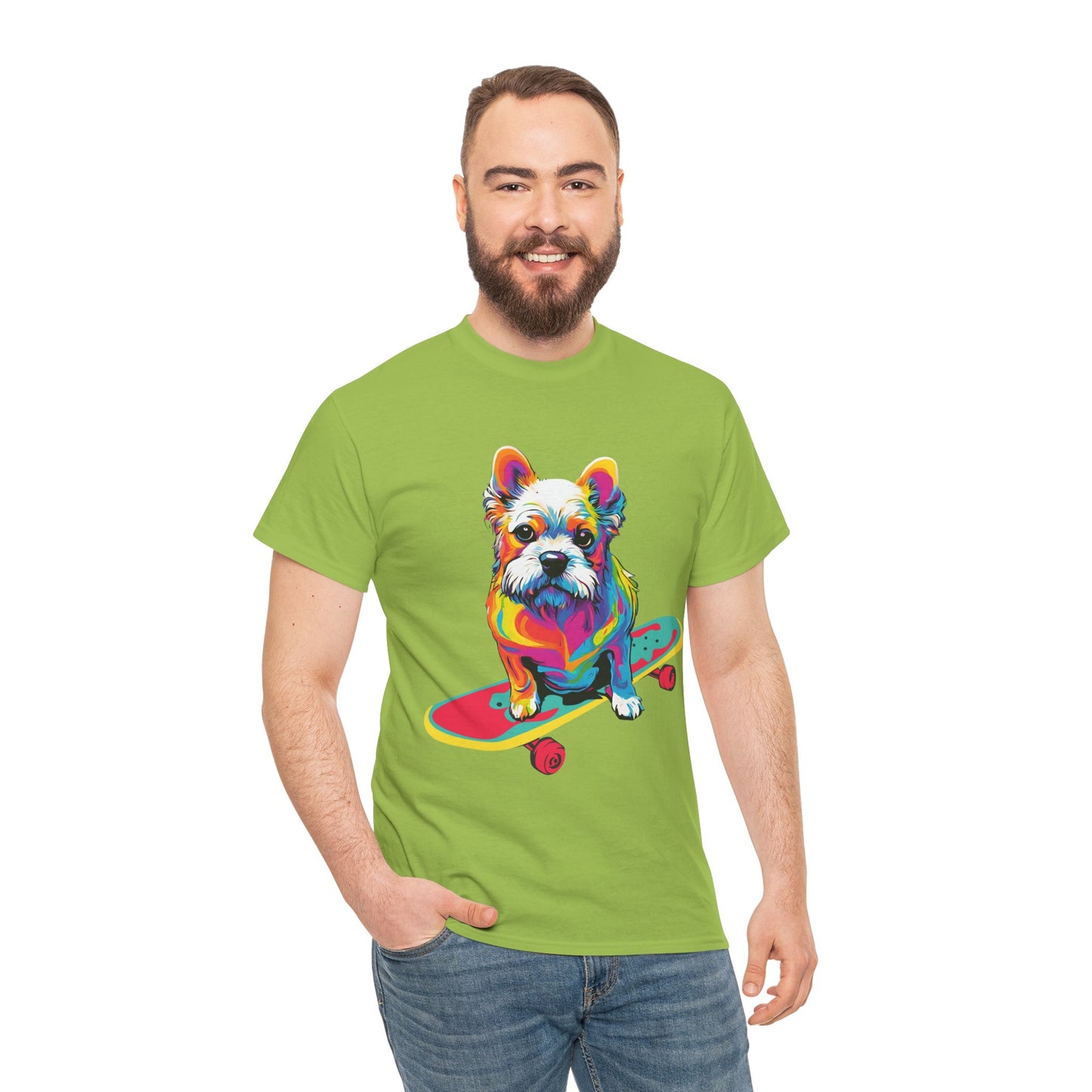 T-shirt de sport Flashlander avec chien skateboardant Pop Art