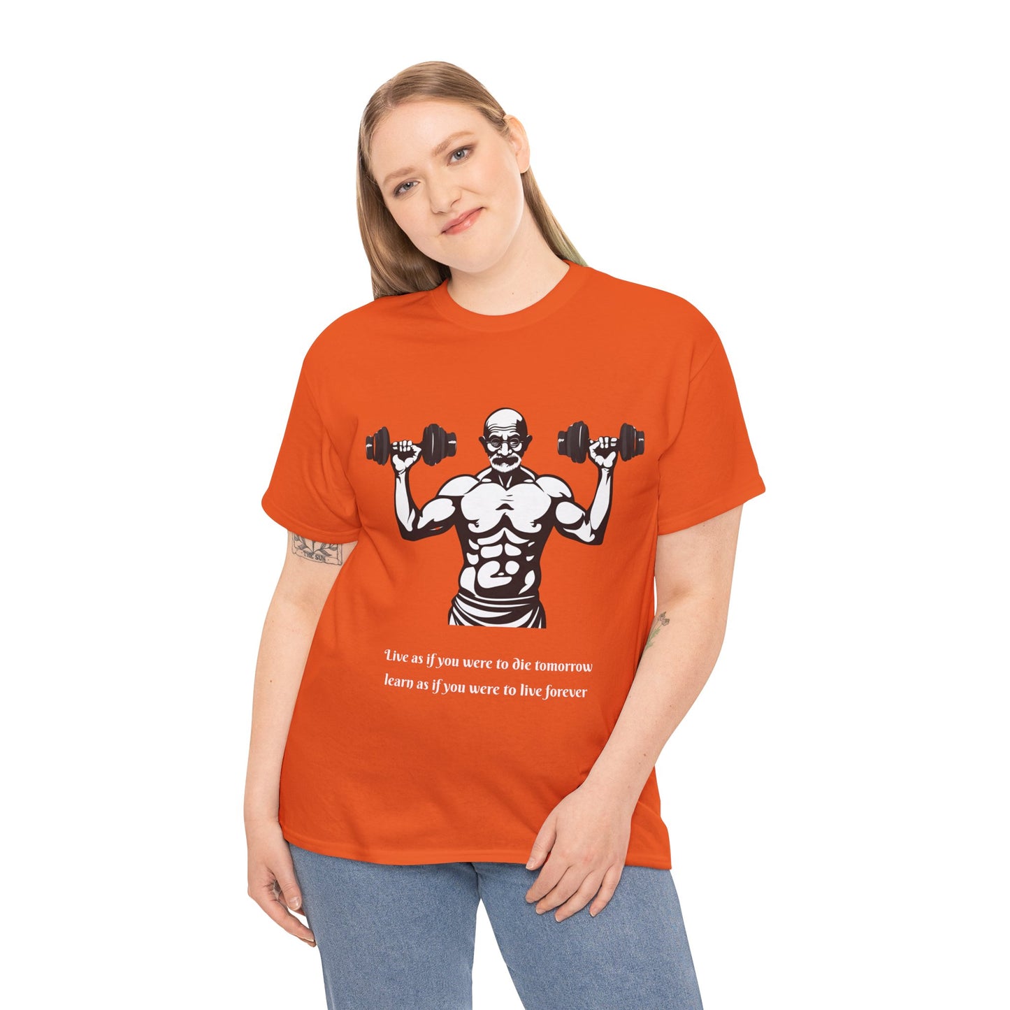 Gandhi Bodybuilder Gym Shirt - Flashlander Live as if you were to die tomorrow, learn as if you were to live forever quote Graphic Tee