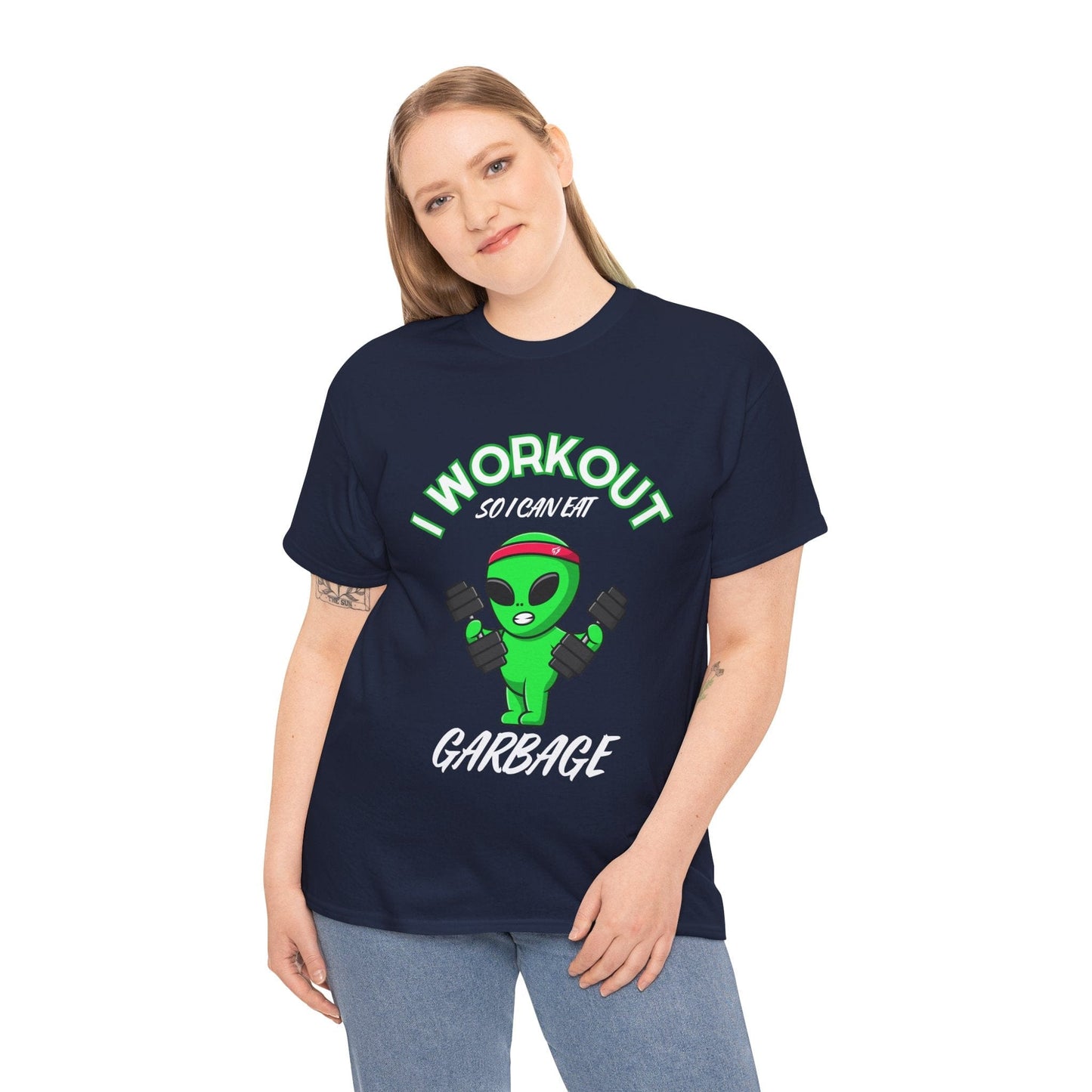 Alien I Workout So I Can Eat Garbage Graphic Tee Flashlander