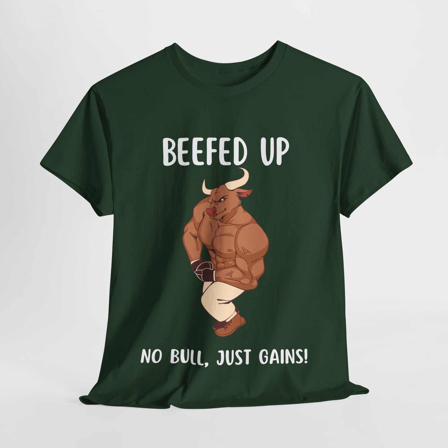 Muscle Bull Beefed Up No Bull, Just Gains - Flashlander Gym Shirt