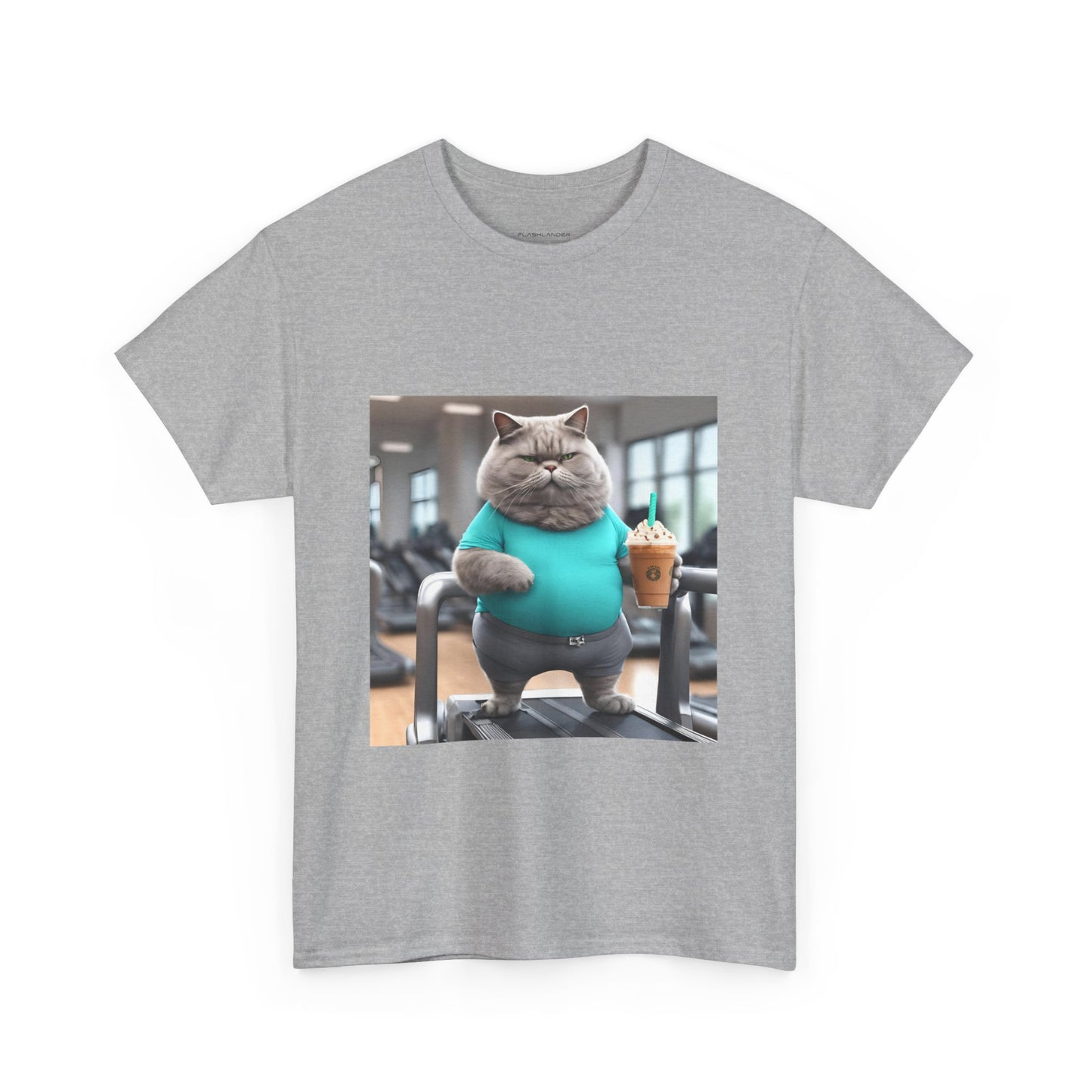 Funny Fat Cat On The Treadmill - Flashlander Gym Shirt