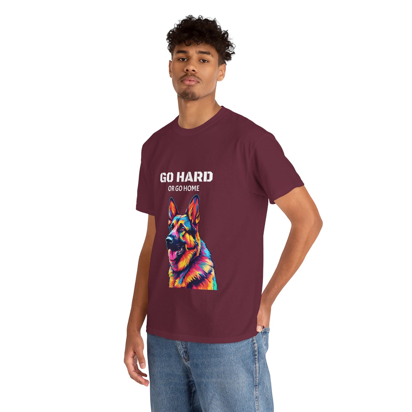 Camiseta de gimnasia Flashlander con diseño de perro pastor alemán Pop Art: "Ve a por todas o vete a casa"