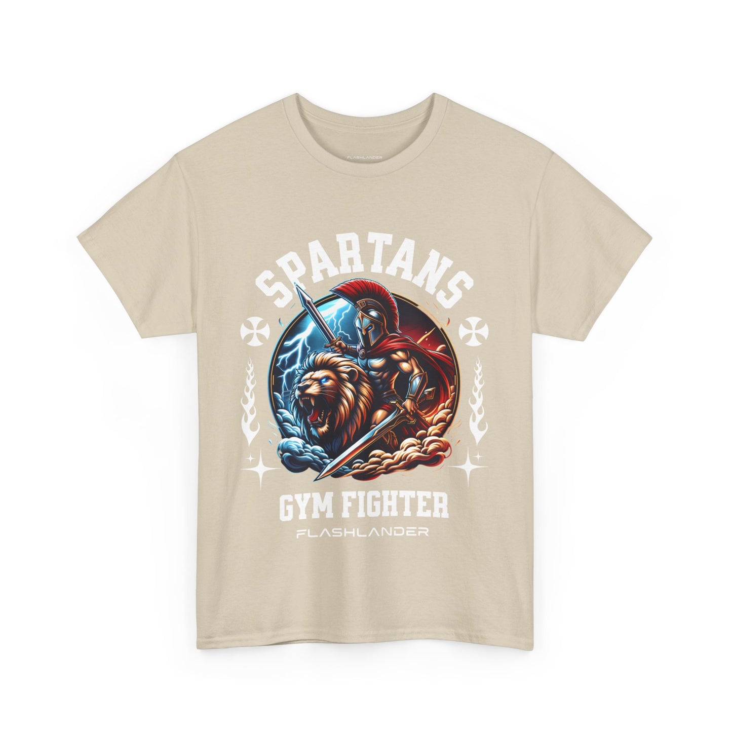 Spartans Gym Fighter Shirt Flashlander Performance T-Shirt Cotton Unisex Charcoal Black Graphic Tee