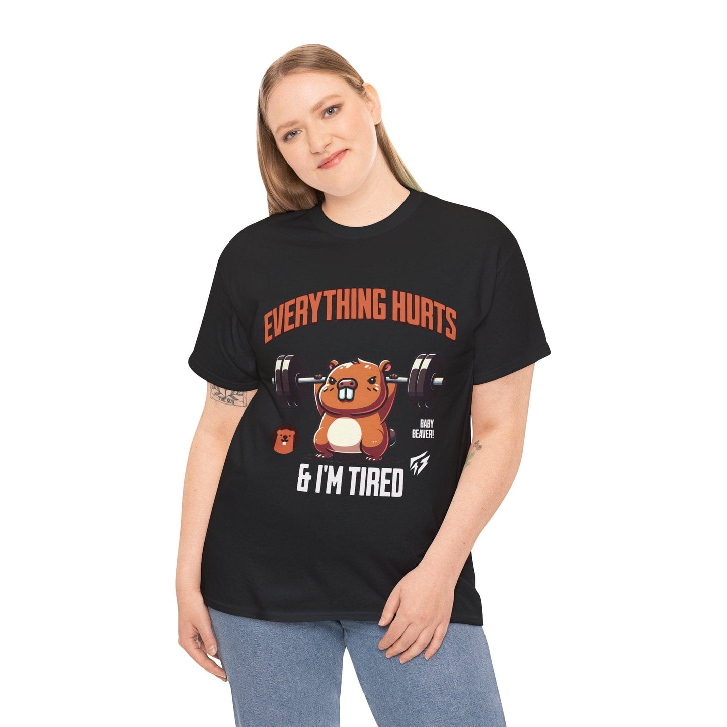 T-shirt de sport Beaver Everything Hurts &amp; I'm Tired T-shirt de sport Flashlander en coton unisexe noir anthracite T-shirt graphique de performance