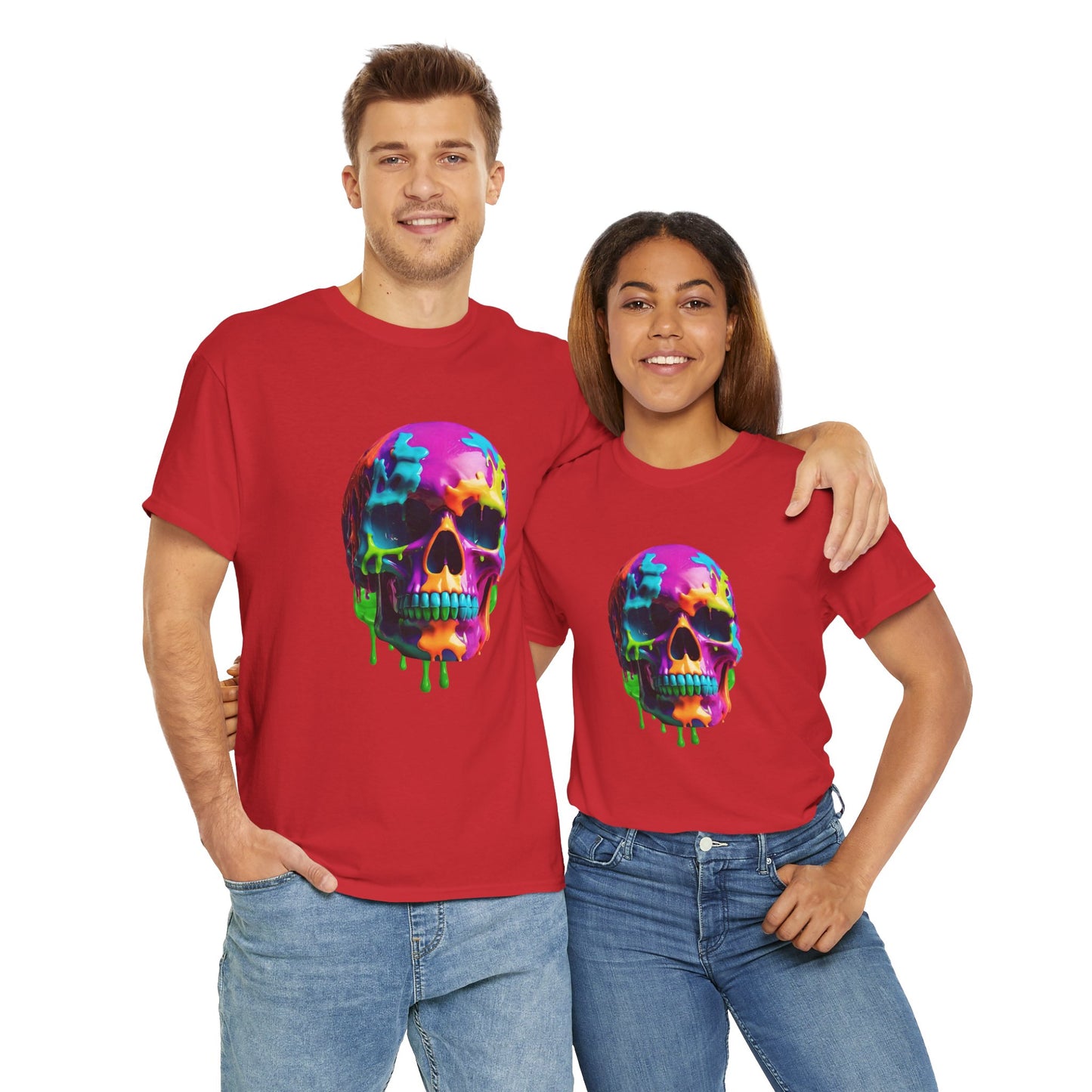 Camiseta con calavera de fusión de neón Flashlander