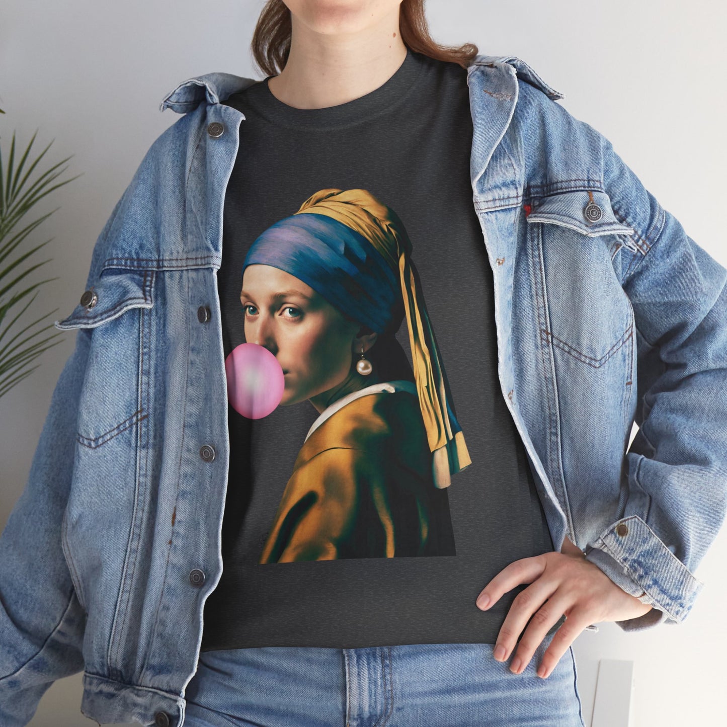 Bubble Gum Girl with a Pearl Earring Johannes Vermeer - Flashlander Gym Shirt