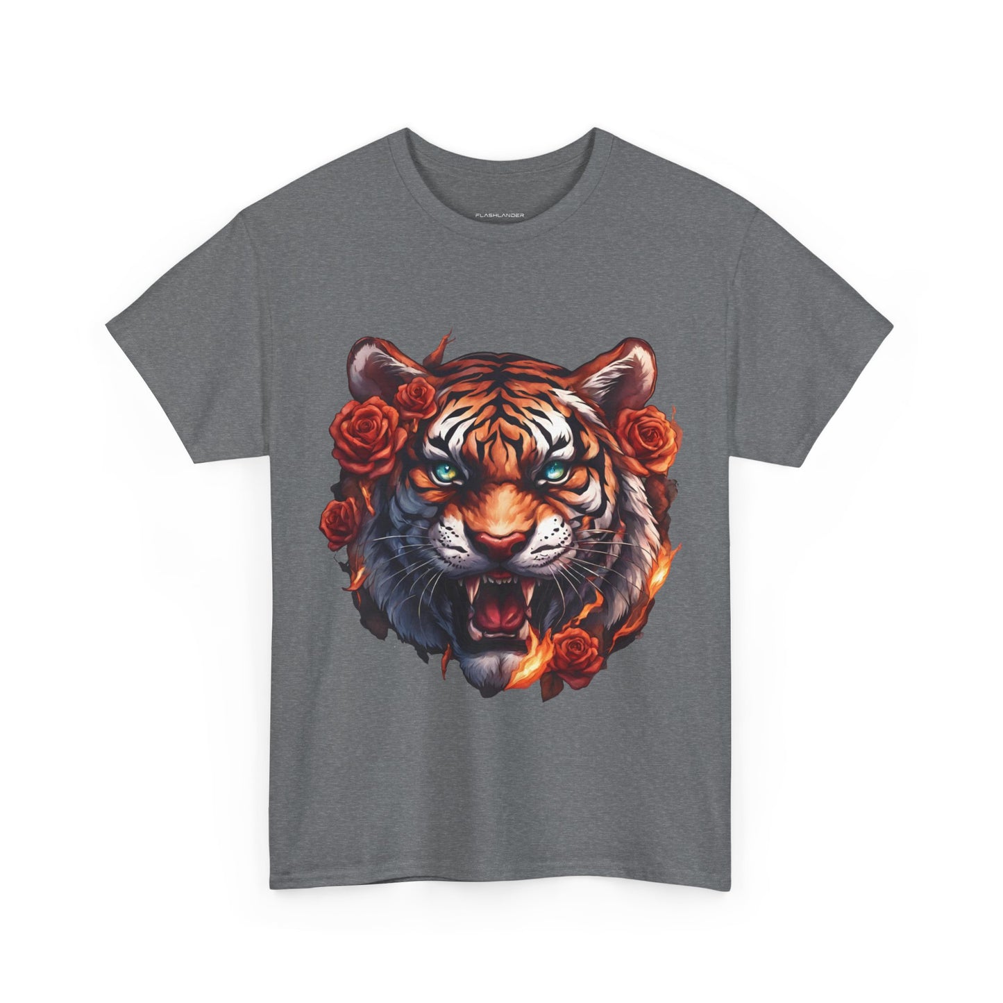 Tiger Flames and Roses T-Shirt Flashlander