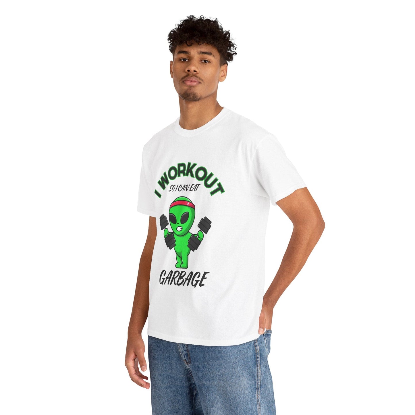 Alien I Workout So I Can Eat Garbage Graphic Tee Flashlander