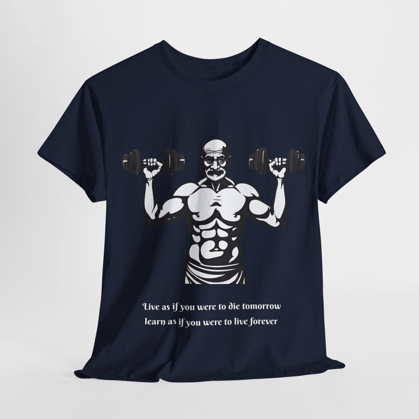 Gandhi Bodybuilder Gym Shirt - Flashlander Live as if you were to die tomorrow, learn as if you were to live forever quote Graphic Tee