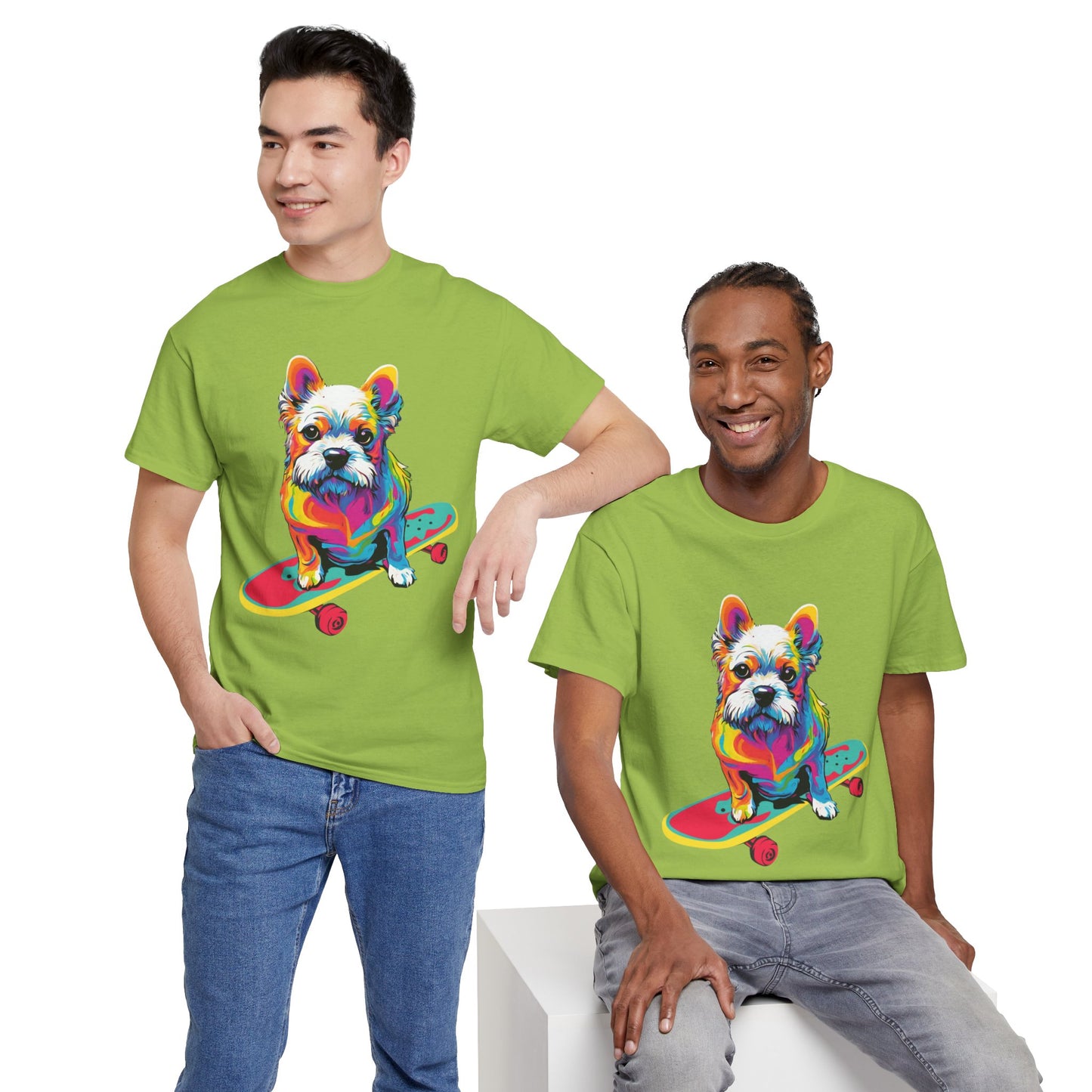 T-shirt de sport Flashlander avec chien skateboardant Pop Art