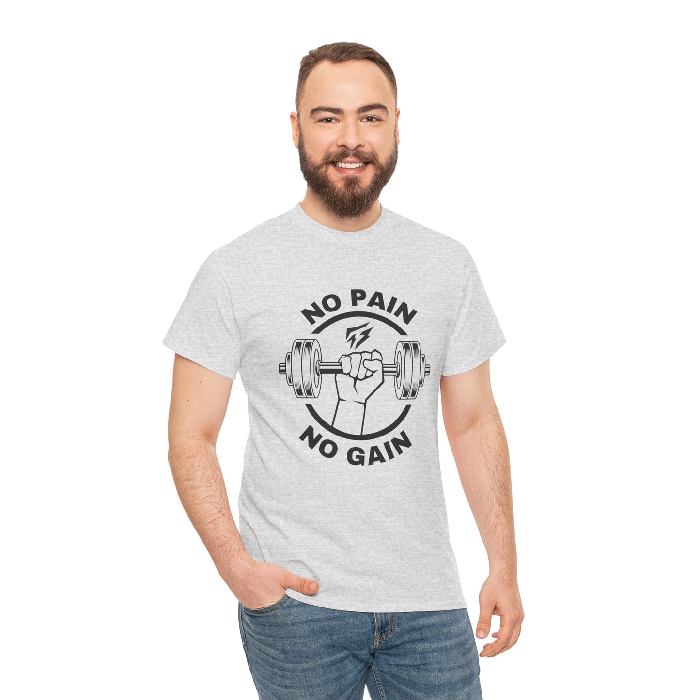 T-shirt de sport Lifting Flashlander avec citation « No Pain No Gain »