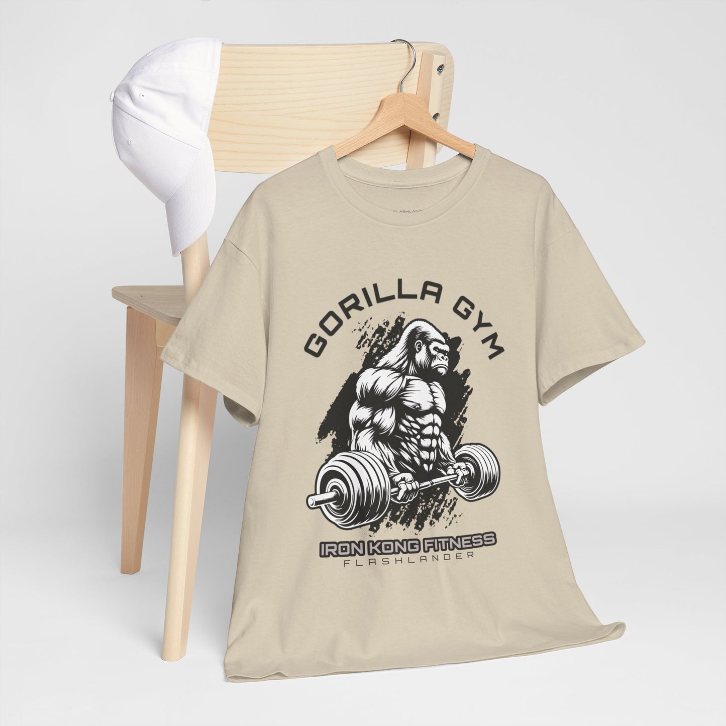 T-shirt de sport Gorilla Flashlander en coton unisexe, noir anthracite, graphique de performance