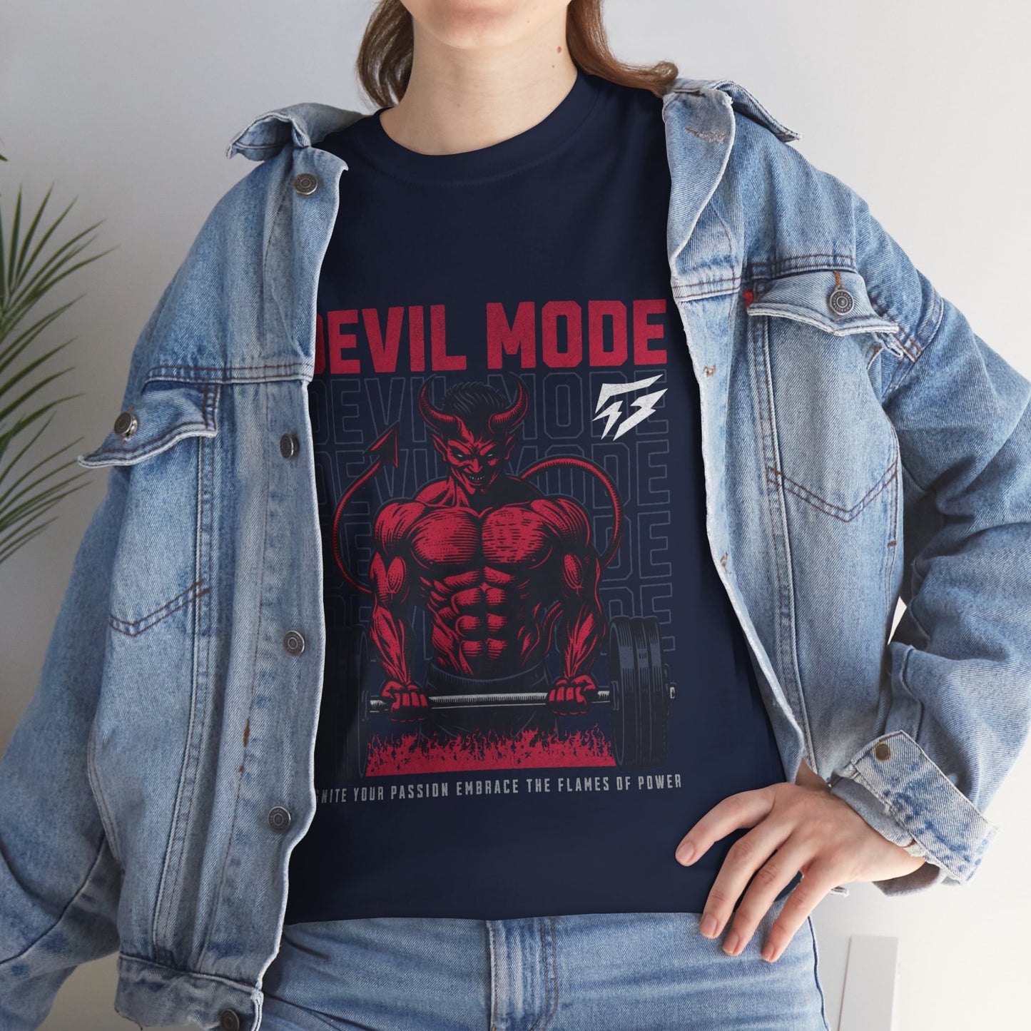 Devil Mode Gym Shirt Flashlander Cotton Unisex Charcoal Black Performance Graphic Tee