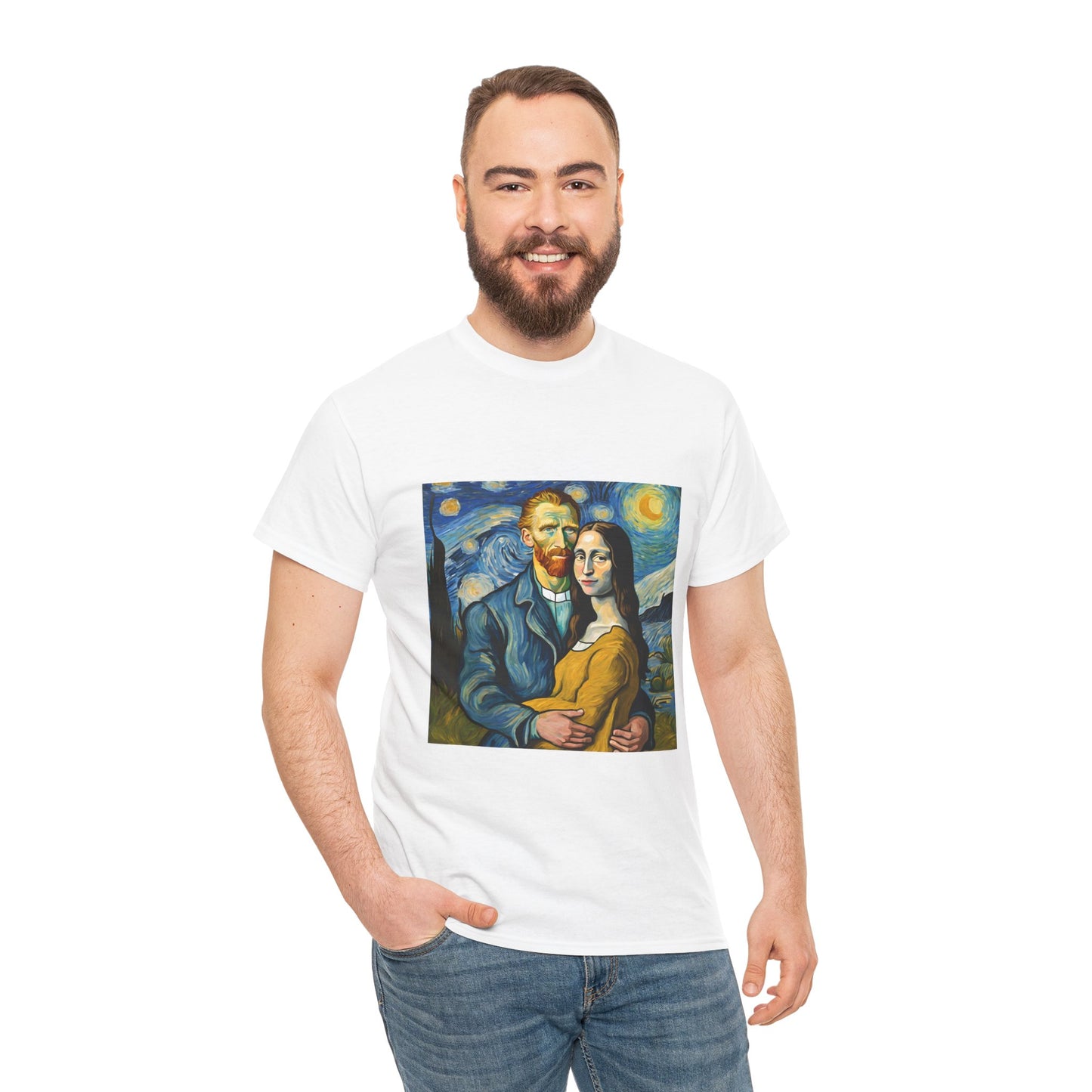 Funny Mona Lisa with Vincent Van Gogh Starry Night - Flashlander Gym Shirt