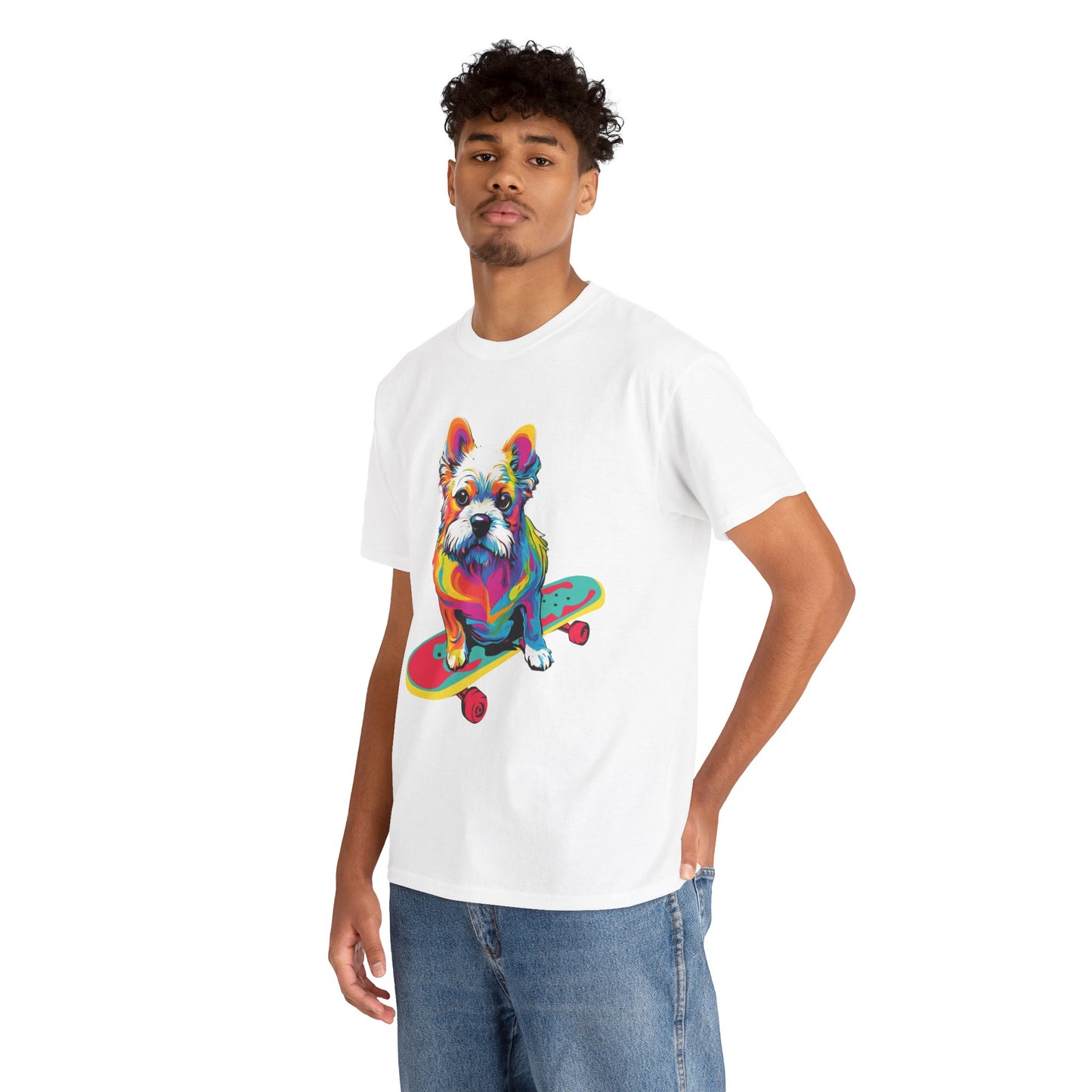 T-shirt de sport Flashlander avec chien skateboardant Pop Art