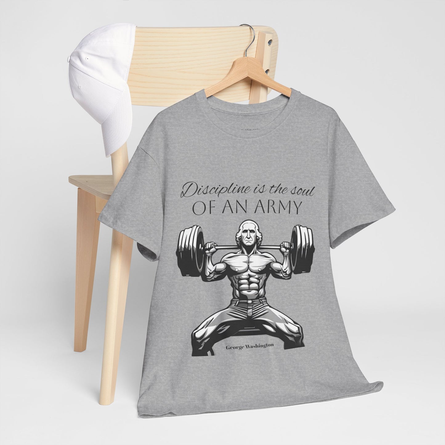 T-shirt de culturiste George Washington - Flashlander Disipline Is The Soul Of An Army Gym T-shirt en coton unisexe noir anthracite graphique