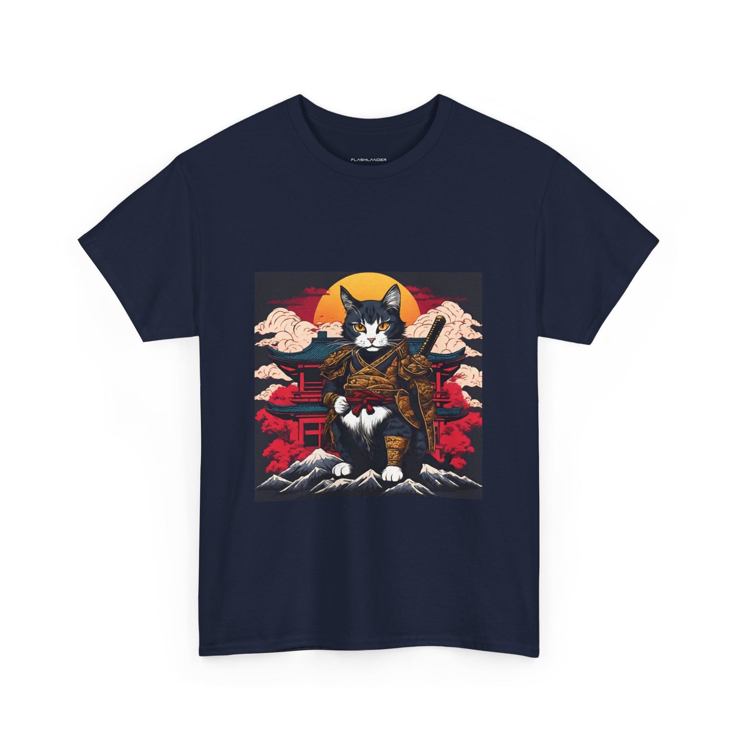 Samurai Cat Cartoon Anime - Flashlander Gym Shirt