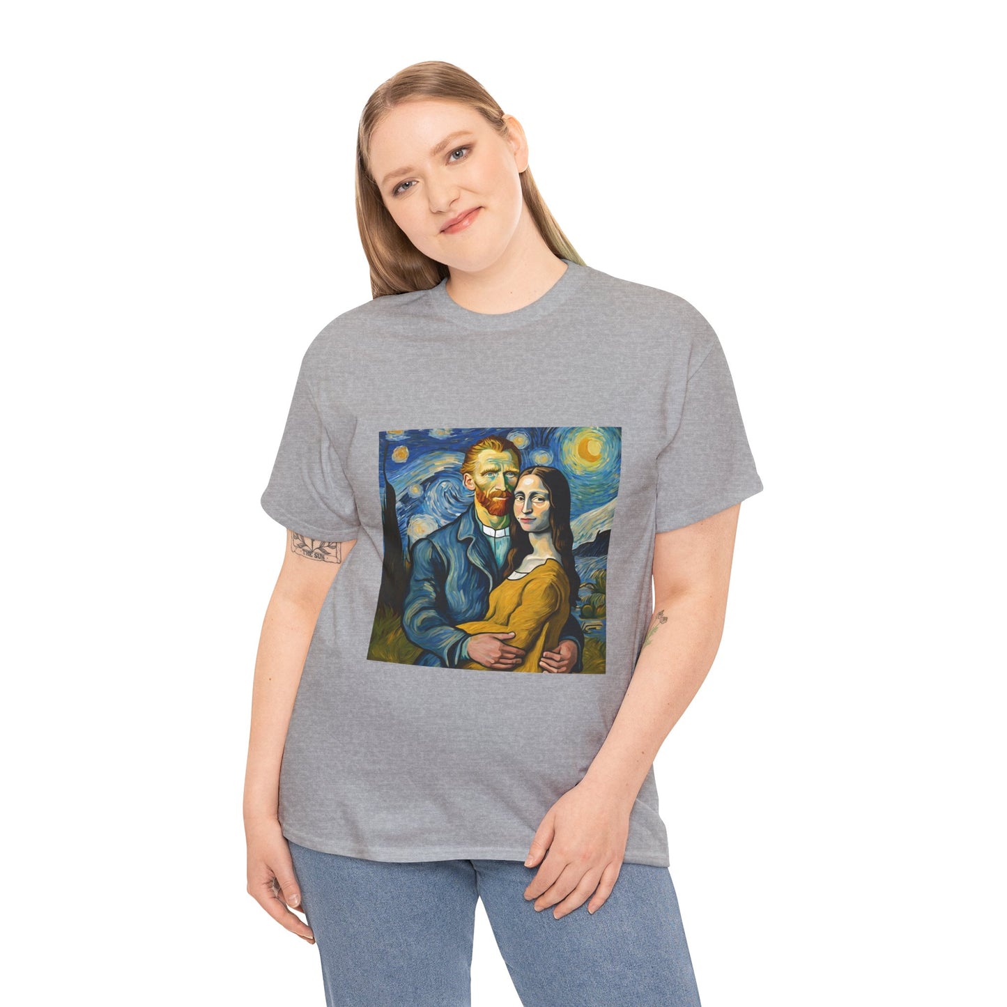 Funny Mona Lisa with Vincent Van Gogh Starry Night - Flashlander Gym Shirt