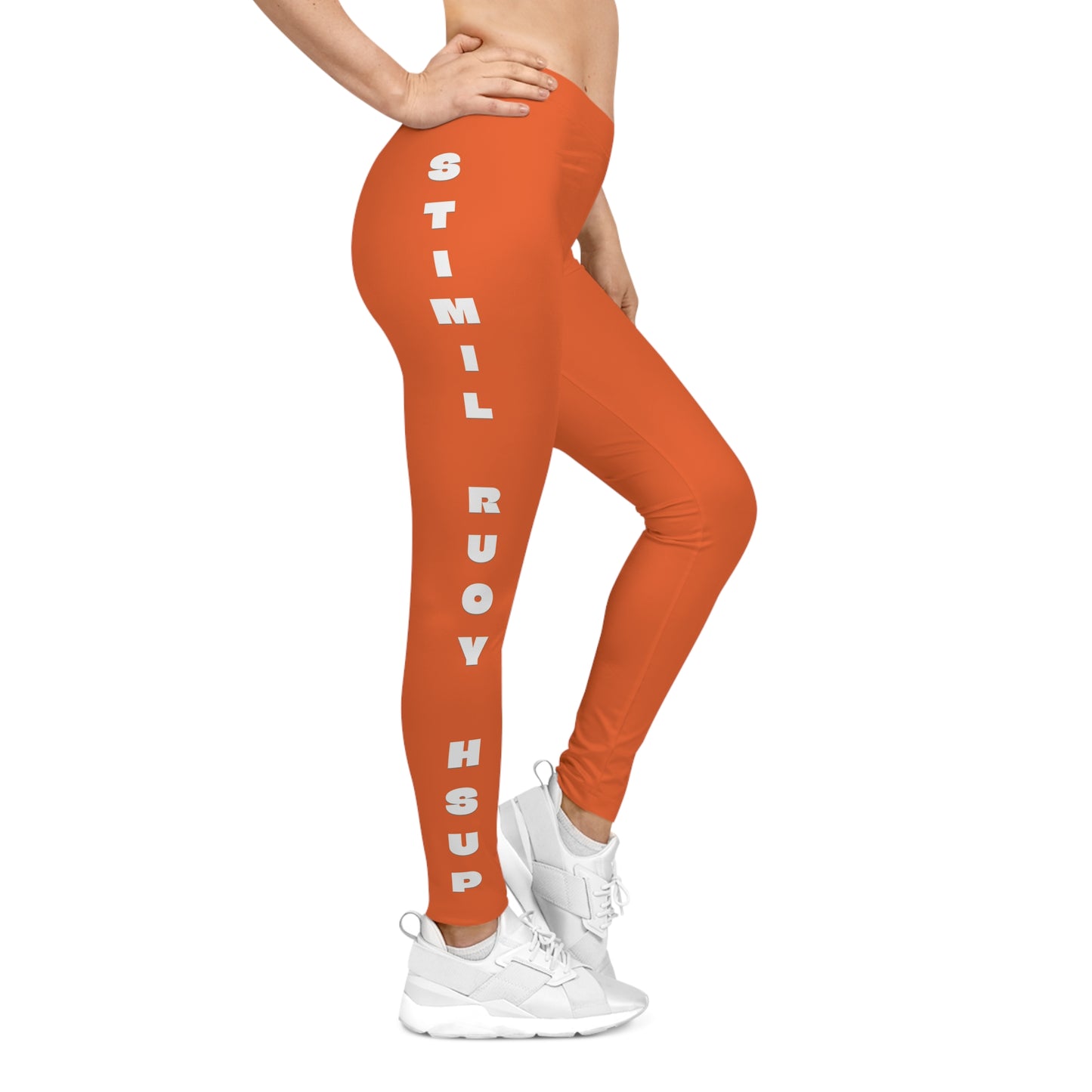 Flashlander Sportswear Evolution Women's Casual Leggings Orange (AOP) Featuring Custom Motivational Quote