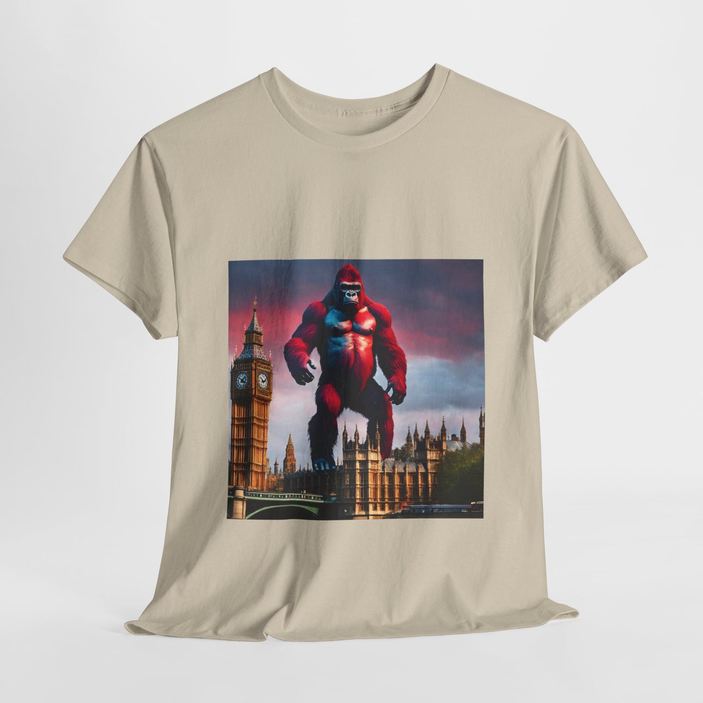 The Red Giant Gorilla Kong in the Big Ben of London Gaphic Tee Flashlander