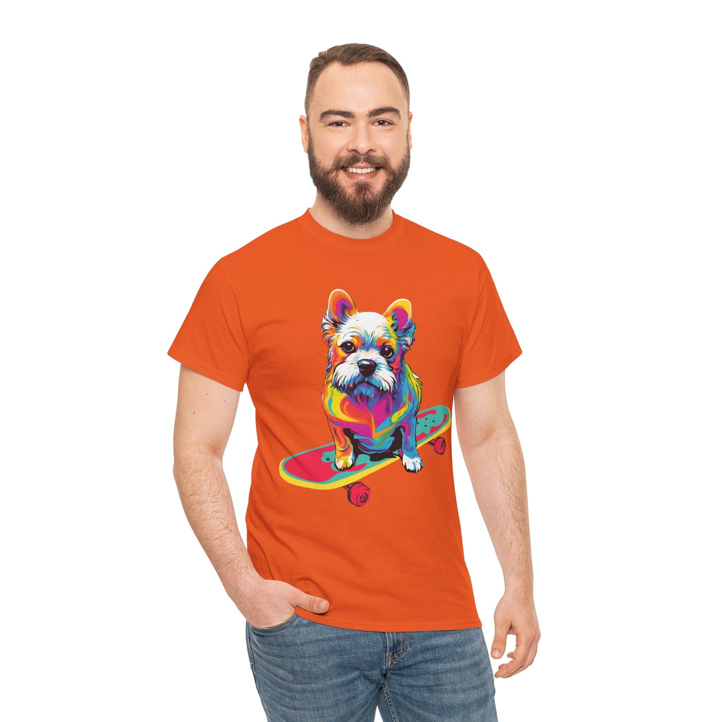 T-shirt de sport Flashlander avec chien skateboardant Pop Art