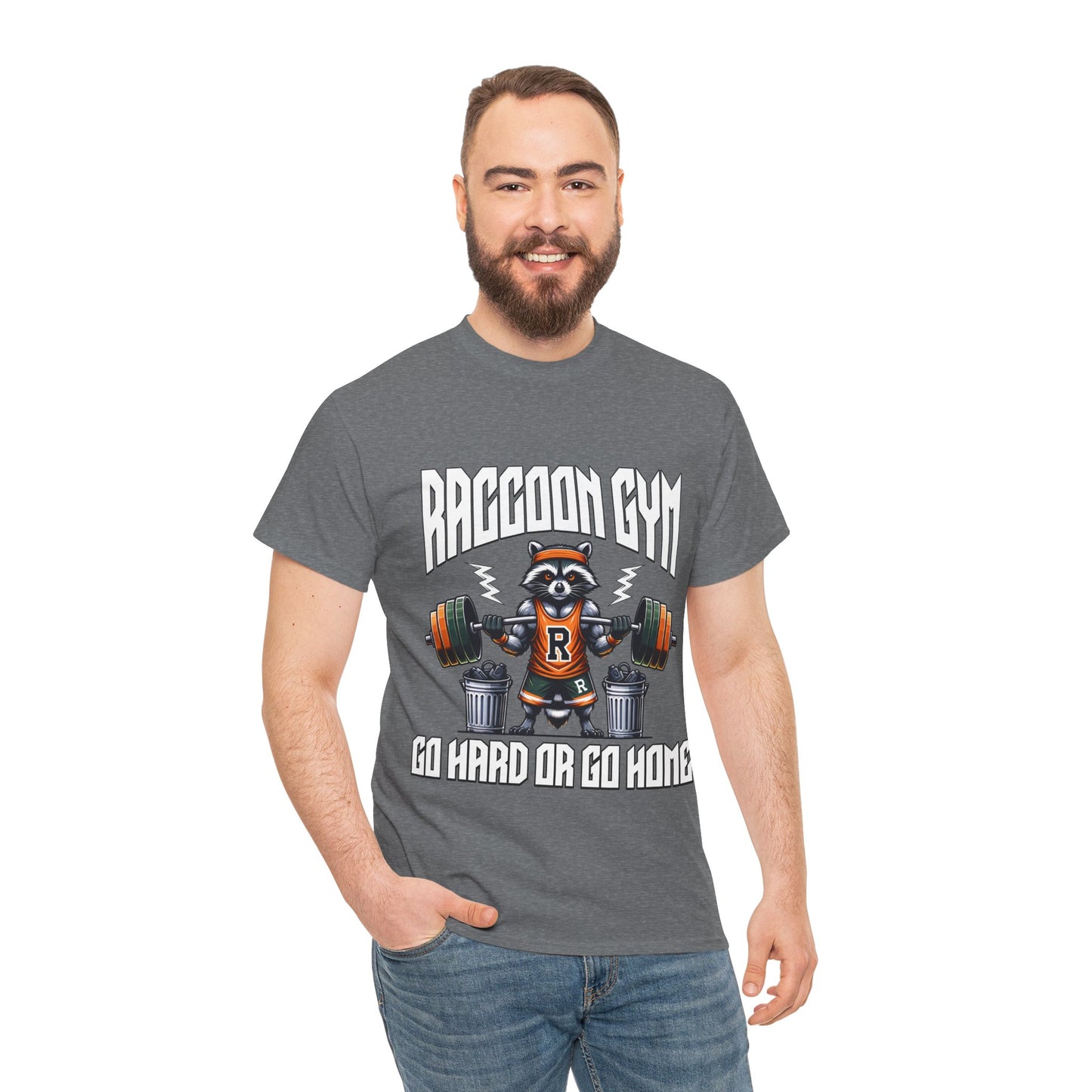 Raccoon Bodybuilder Shirt Flashlander Go Hard or Go Home Gym T-Shirt Cotton Unisex Graphic Tee