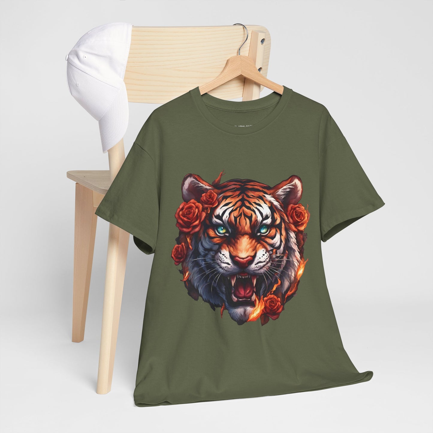 Tiger Flames and Roses T-Shirt Flashlander