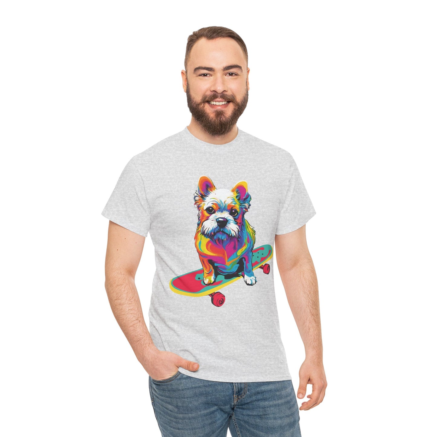 T-shirt de sport Flashlander avec chien skateboardant Pop Art