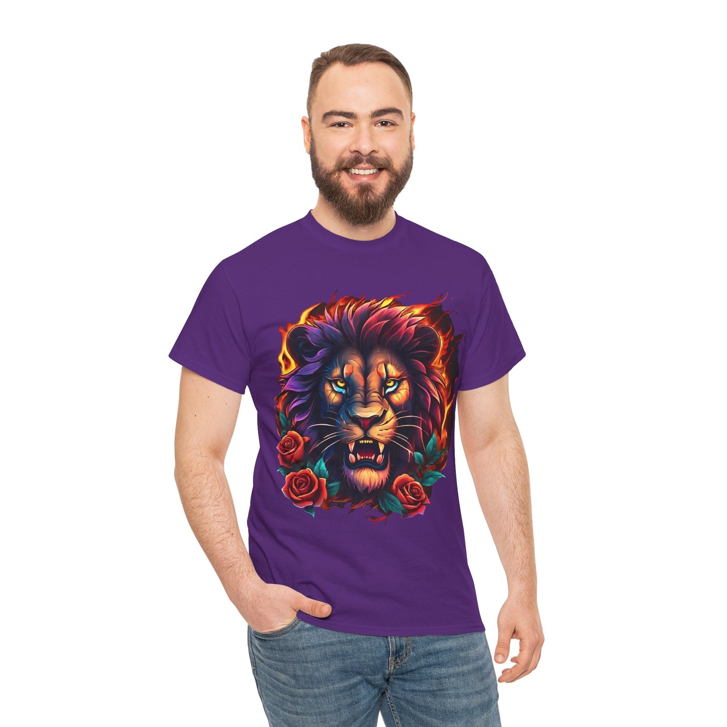 Lion Flames and Roses T-Shirt Flashlander