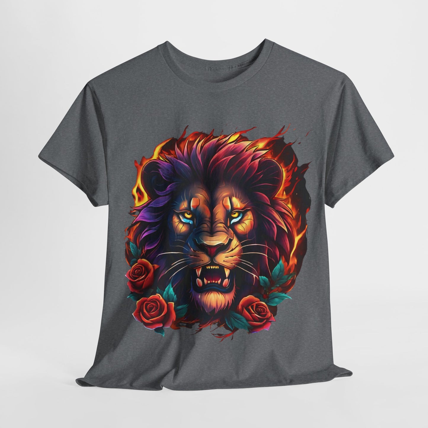 Lion Flames and Roses T-Shirt Flashlander