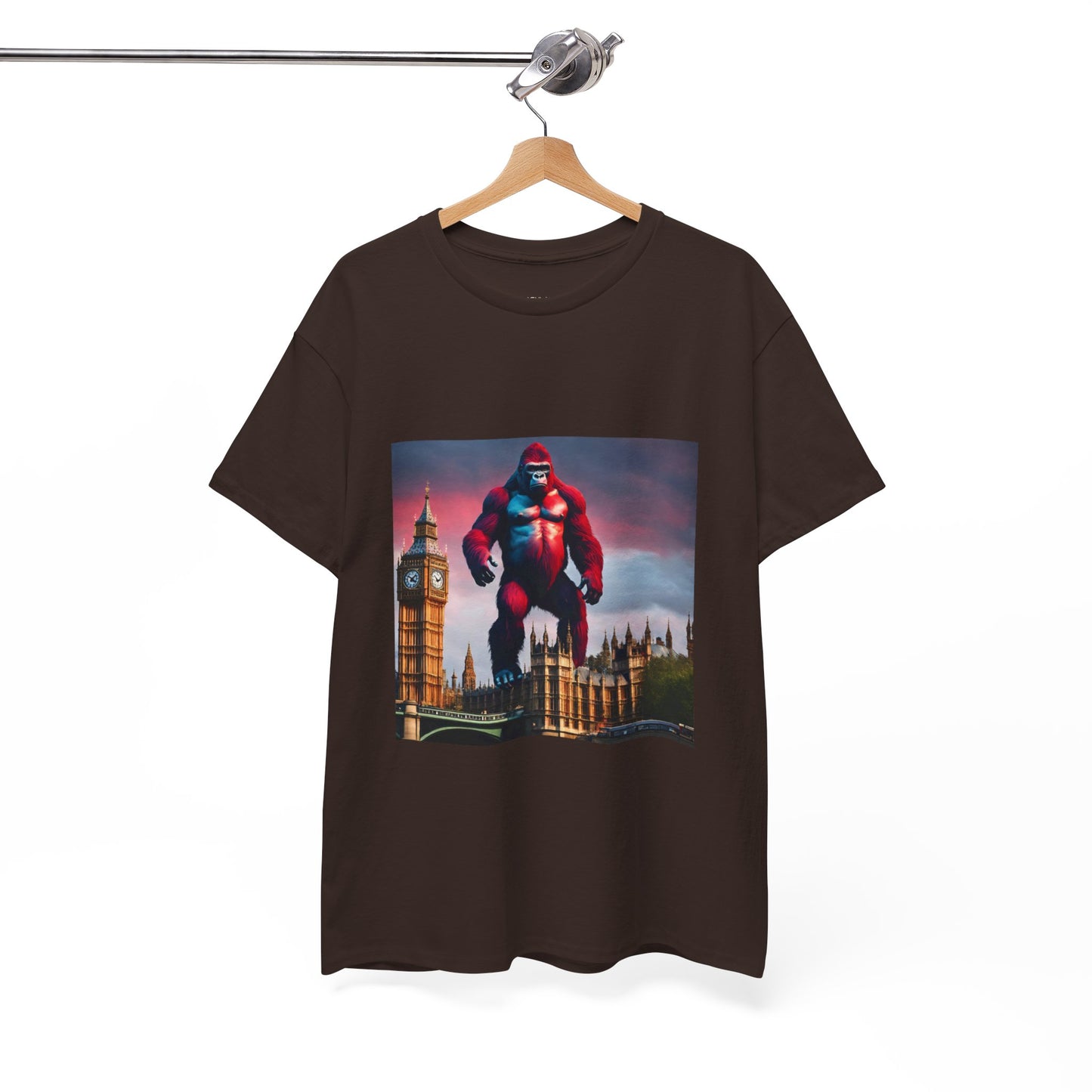 The Red Giant Gorilla Kong in the Big Ben of London Gaphic Tee Flashlander