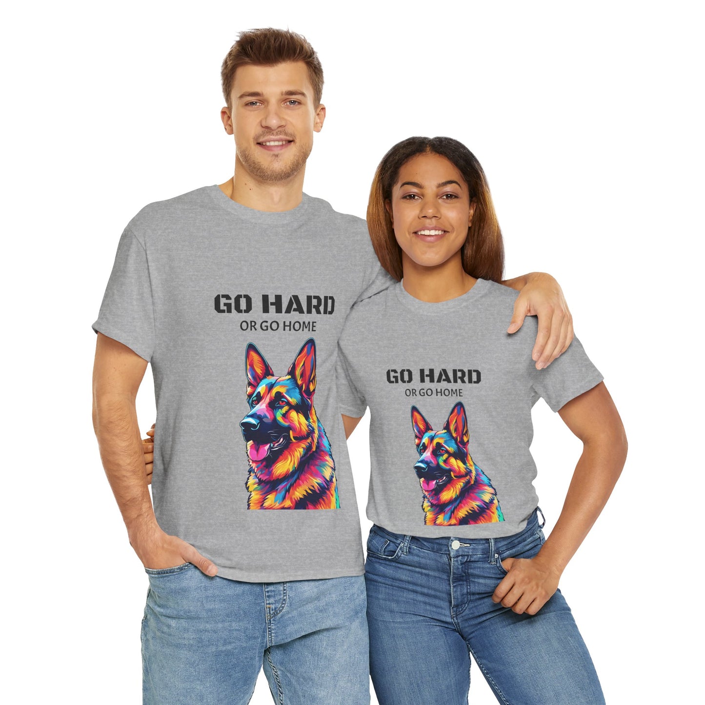 Camiseta de gimnasia Flashlander con diseño de perro pastor alemán Pop Art: "Ve a por todas o vete a casa"