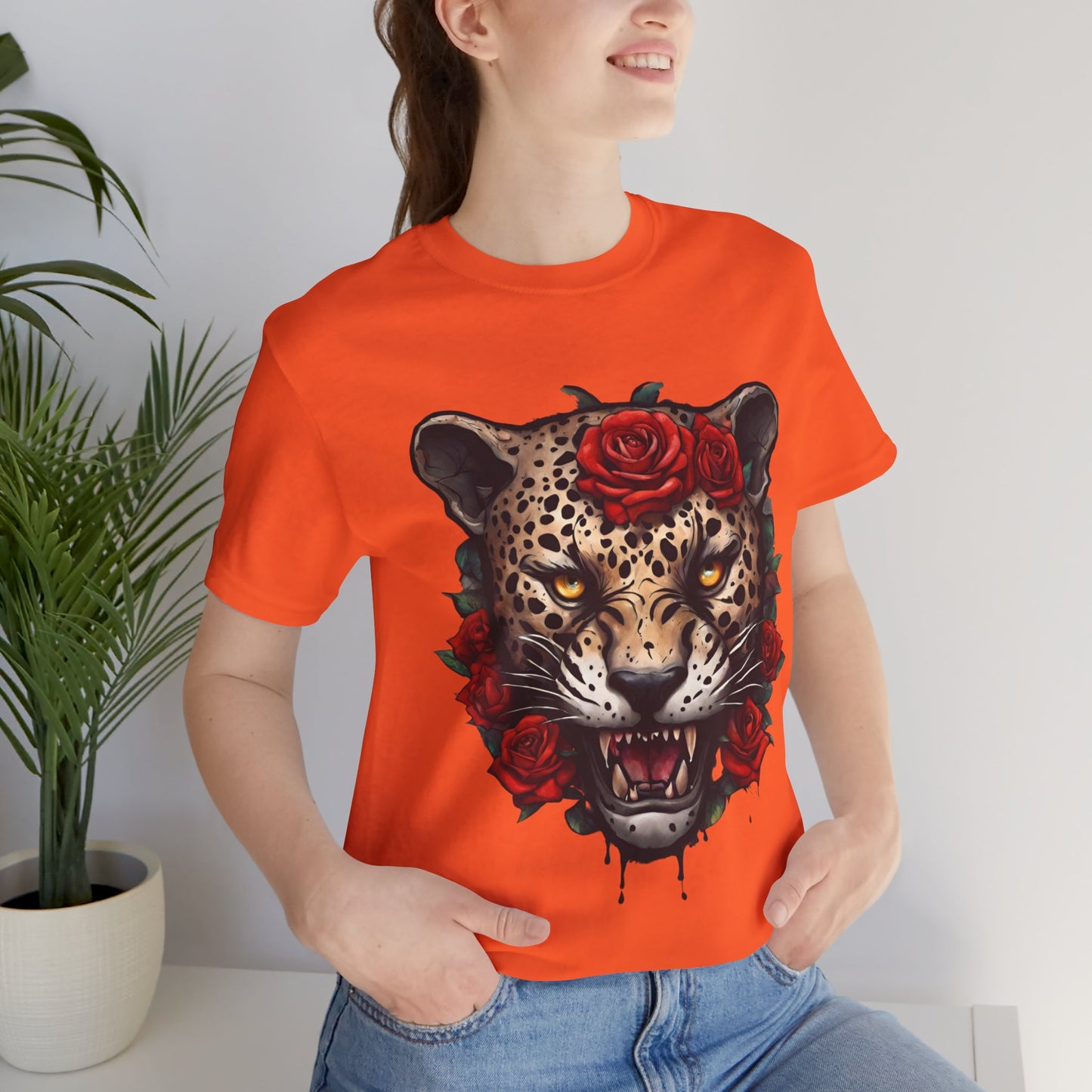 Jaguar Flames and Roses Graphic Tee Flashlander