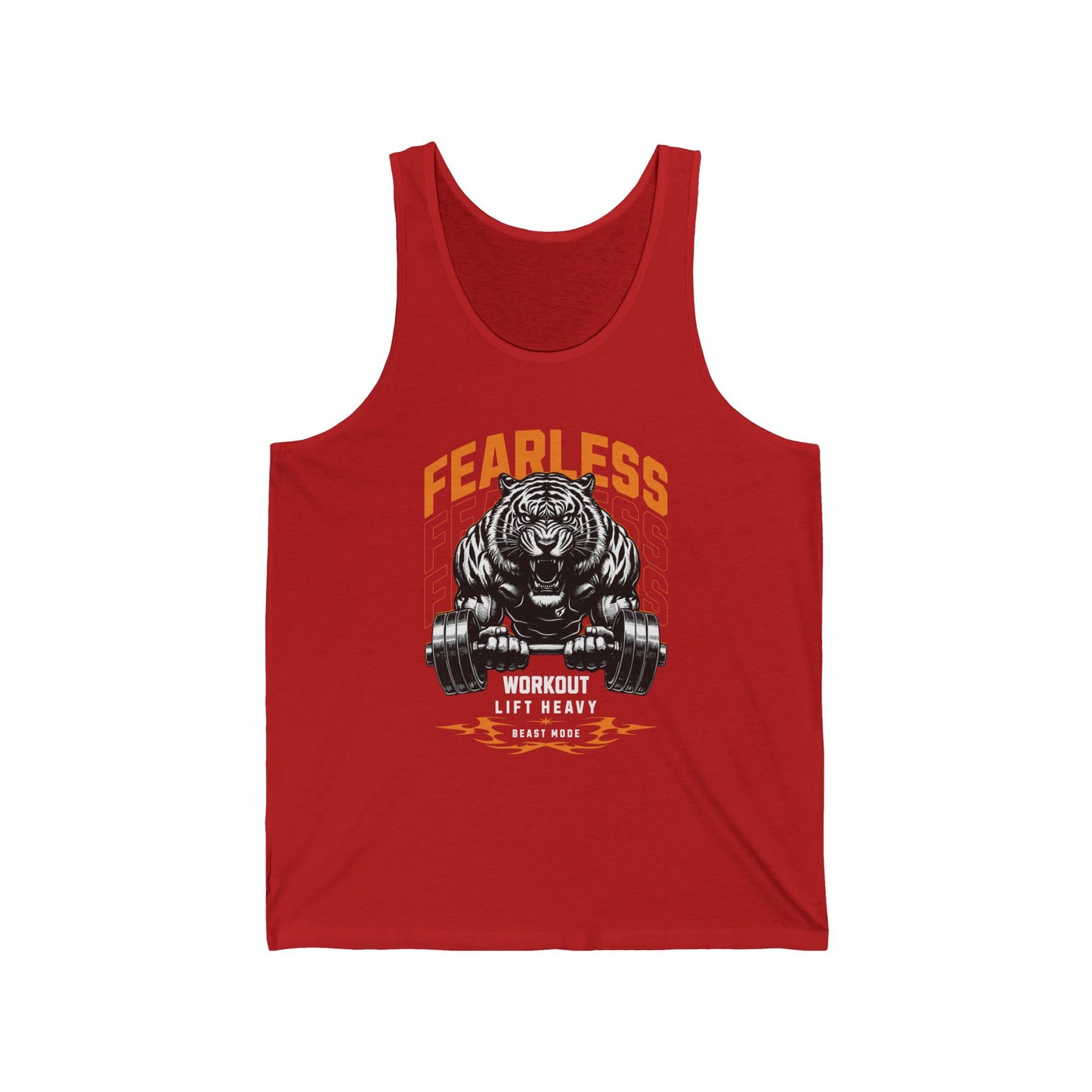 Tiger Fearless Train Like a Beast Gym Rooster Bodybuilding Cotton Unisex Jersey Tank Flashlander Charcoal Black