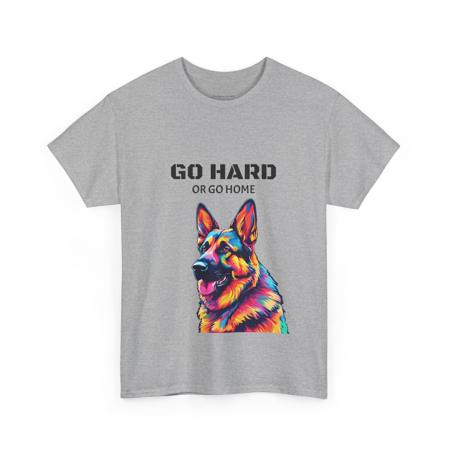 Camiseta de gimnasia Flashlander con diseño de perro pastor alemán Pop Art: "Ve a por todas o vete a casa"