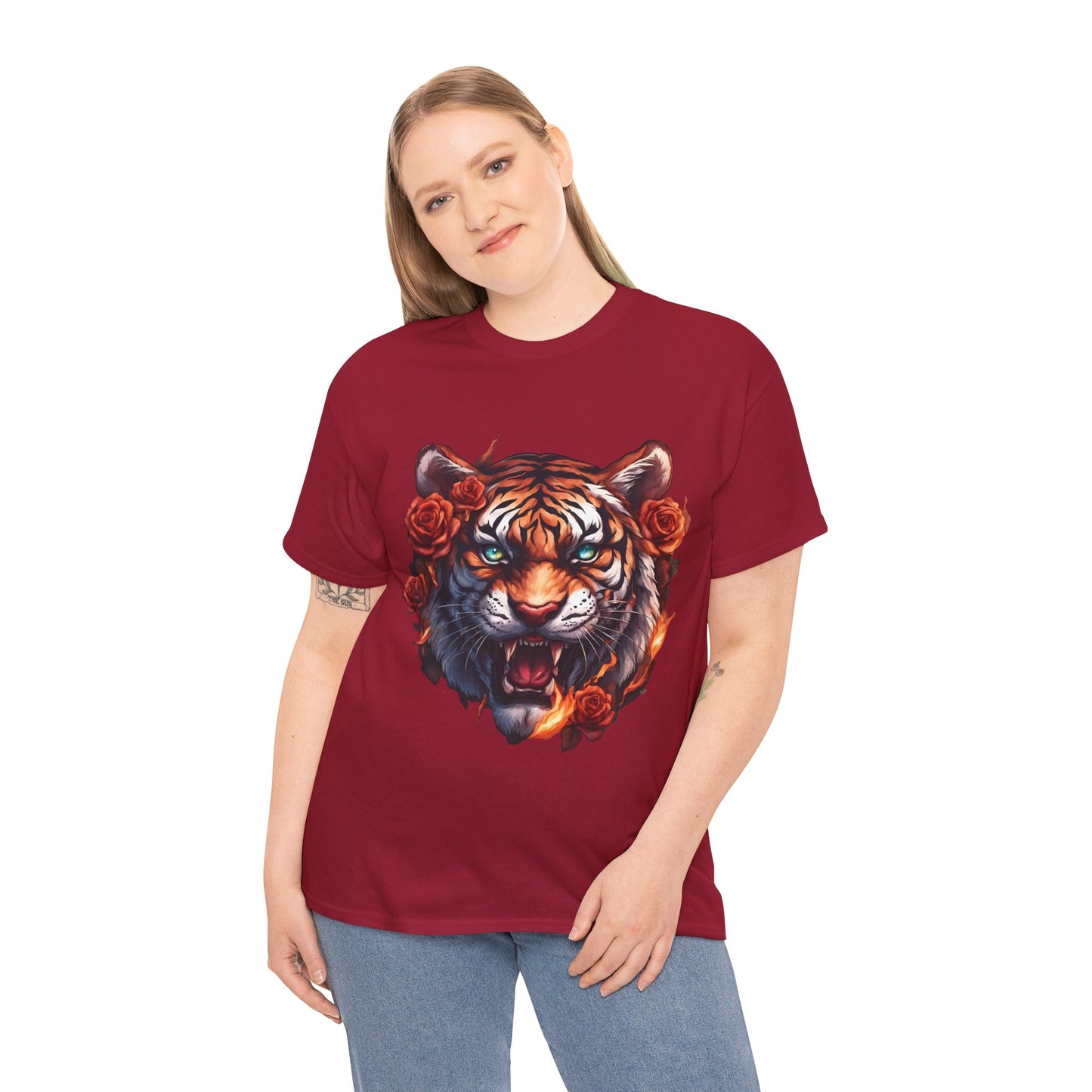 Tiger Flames and Roses T-Shirt Flashlander