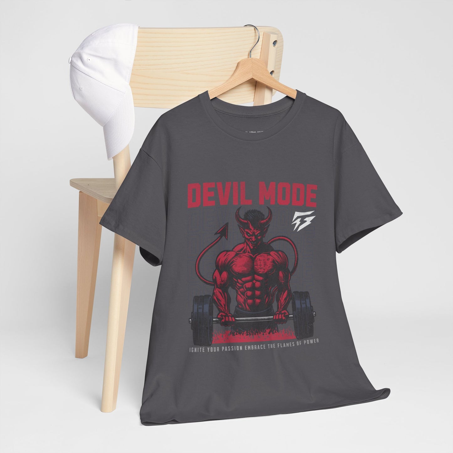 Devil Mode Gym Shirt Flashlander Cotton Unisex Charcoal Black Performance Graphic Tee