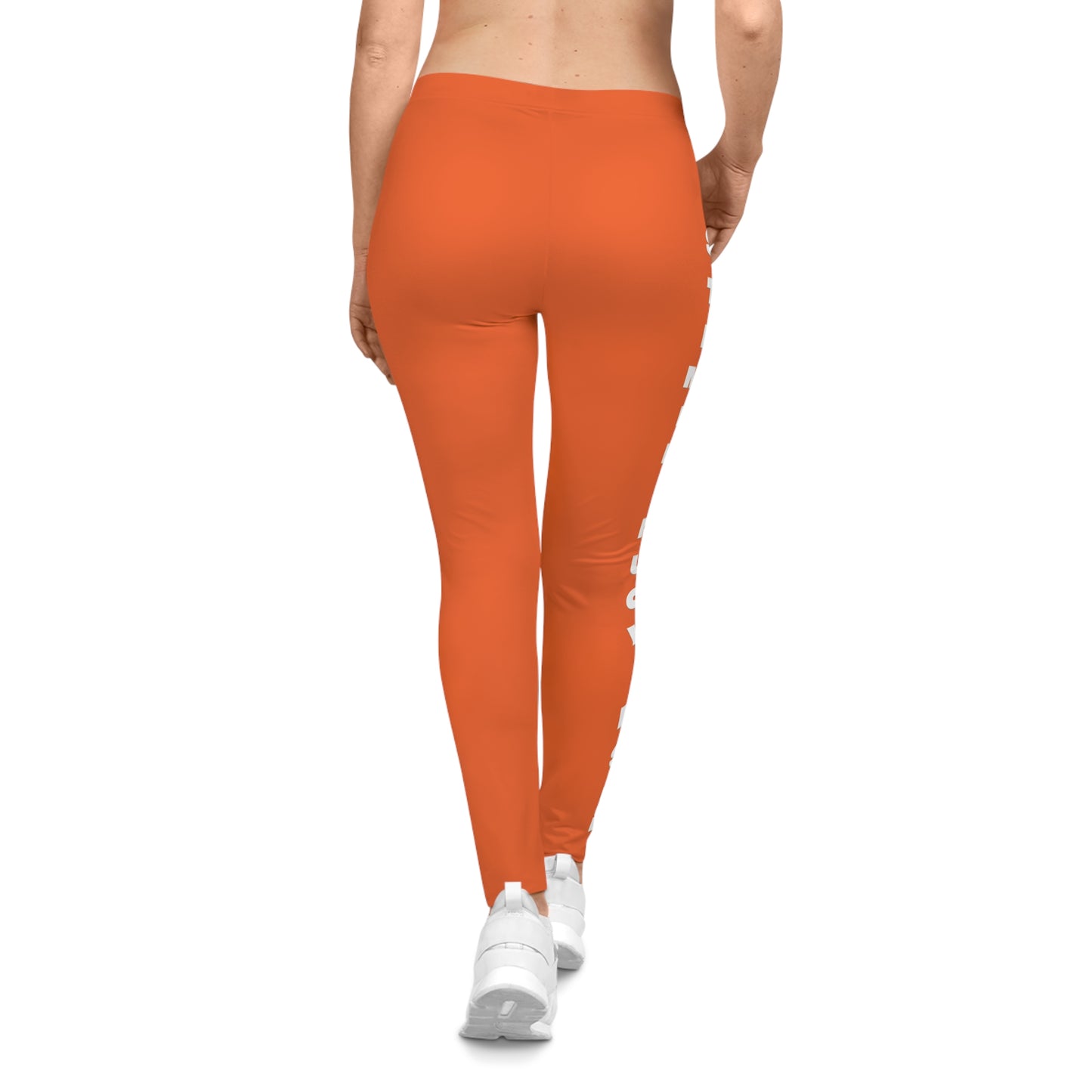 Flashlander Sportswear Evolution Women's Casual Leggings Orange (AOP) Featuring Custom Motivational Quote