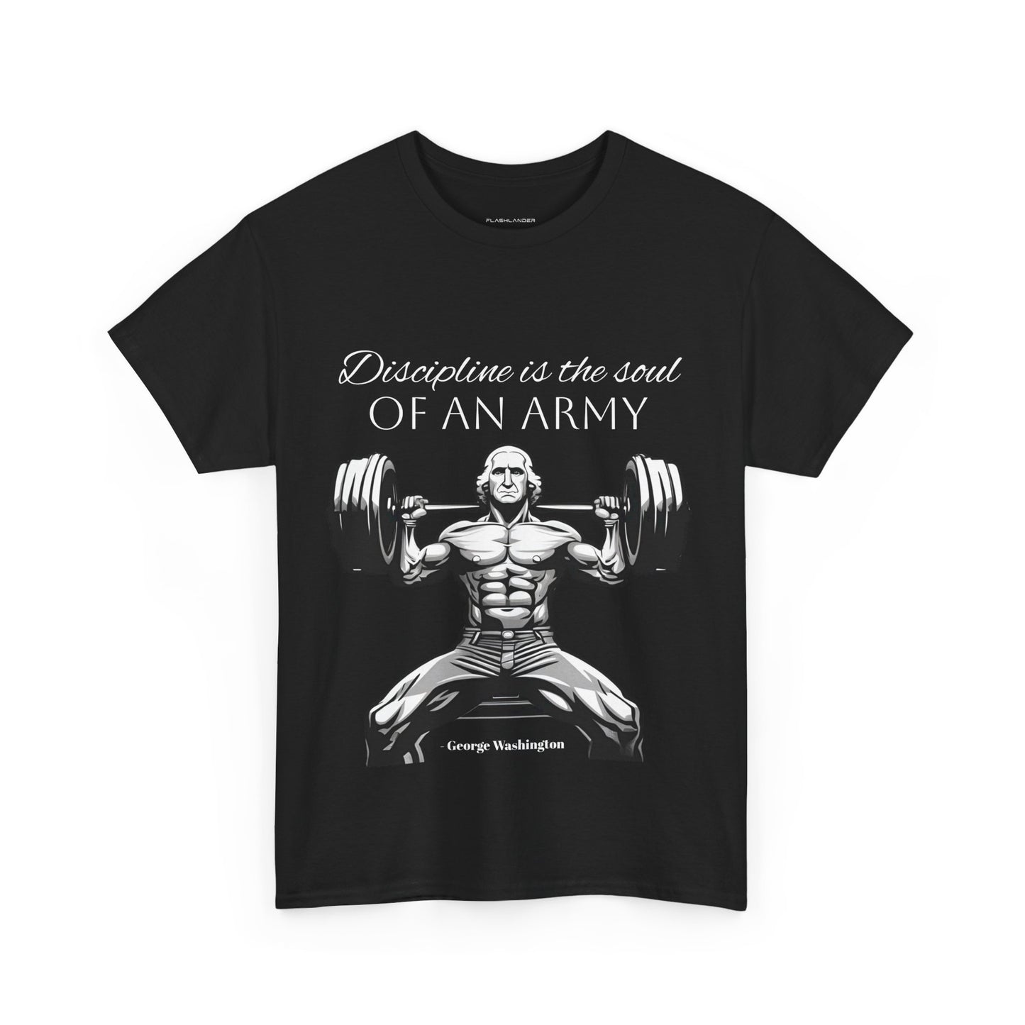 T-shirt de culturiste George Washington - Flashlander Disipline Is The Soul Of An Army Gym T-shirt en coton unisexe noir anthracite graphique