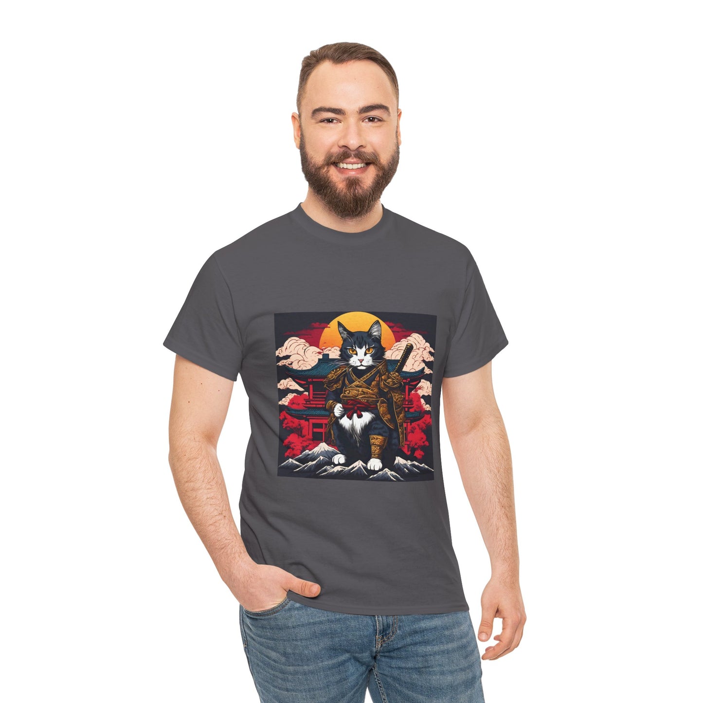 Samurai Cat Cartoon Anime - Flashlander Gym Shirt