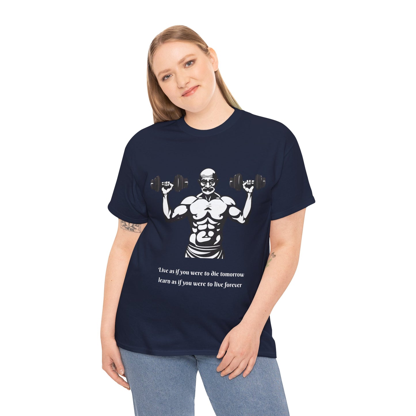 Gandhi Bodybuilder Gym Shirt - Flashlander Live as if you were to die tomorrow, learn as if you were to live forever quote Graphic Tee