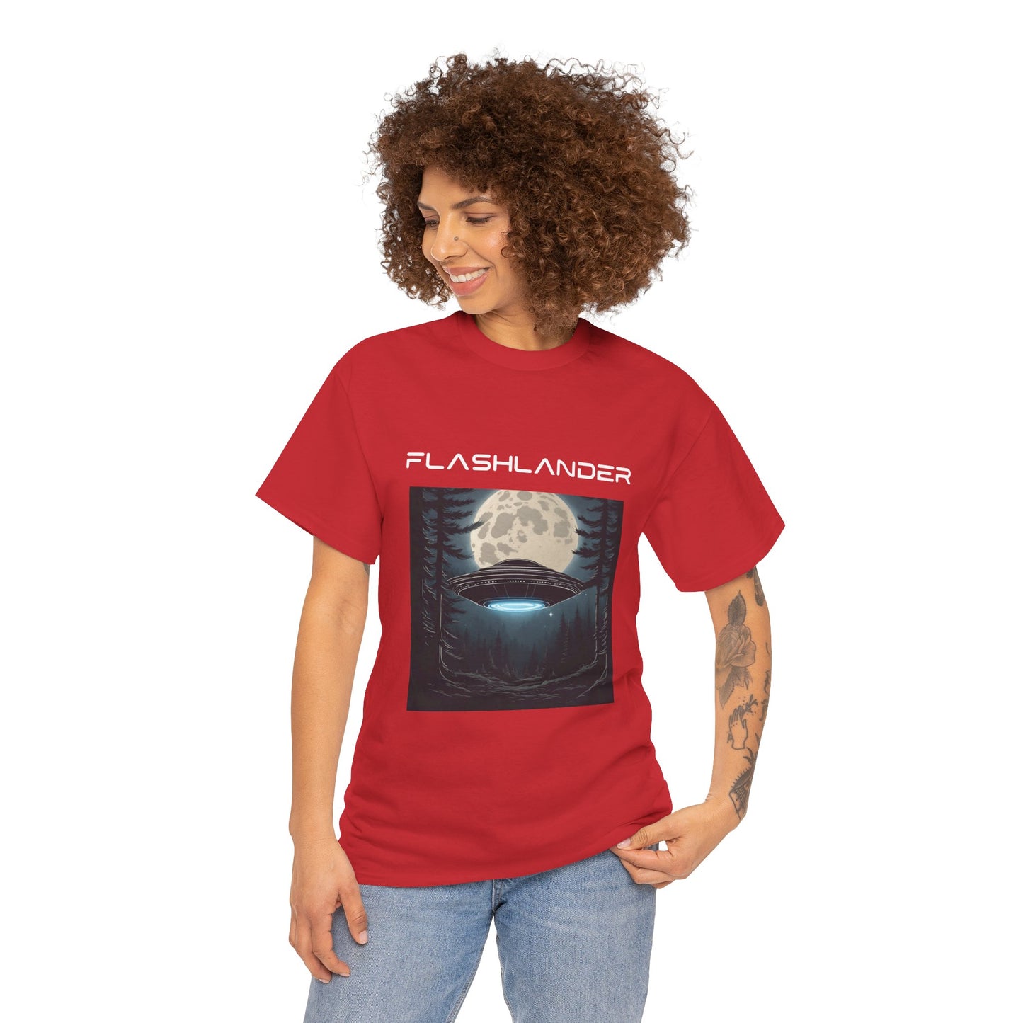 UFO Soaring Low in the Forest Tee Flashlander Gym Shirt