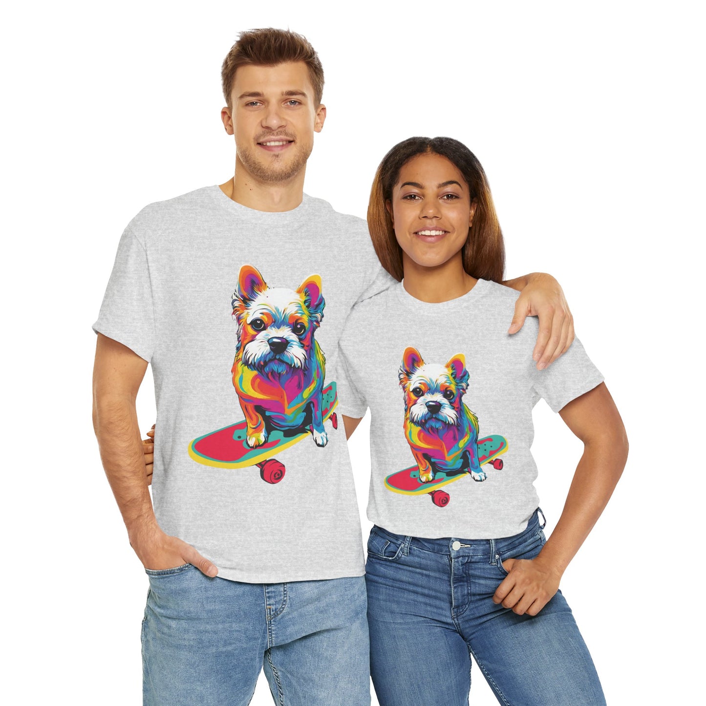 T-shirt de sport Flashlander avec chien skateboardant Pop Art